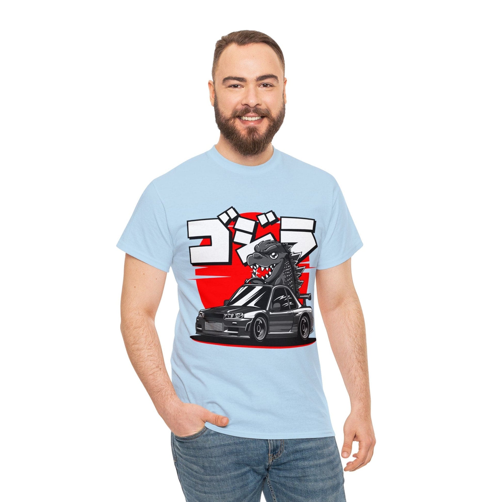 Skyline R34 Godzilla Cartoon JDM Graphic Tee Graphic Tees Australia Graphic T-Shirt Australia -  Cool Graphic T-Shirts Online -  Skyline R34 Godzilla Cartoon JDM T-Shirt | JDM Racewear Australia