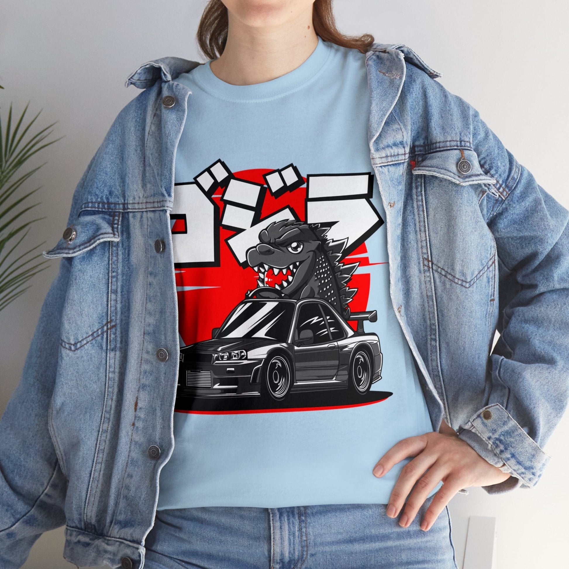 Skyline R34 Godzilla Cartoon JDM Graphic Tee Graphic Tees Australia Graphic T-Shirt Australia -  Cool Graphic T-Shirts Online -  Skyline R34 Godzilla Cartoon JDM T-Shirt | JDM Racewear Australia