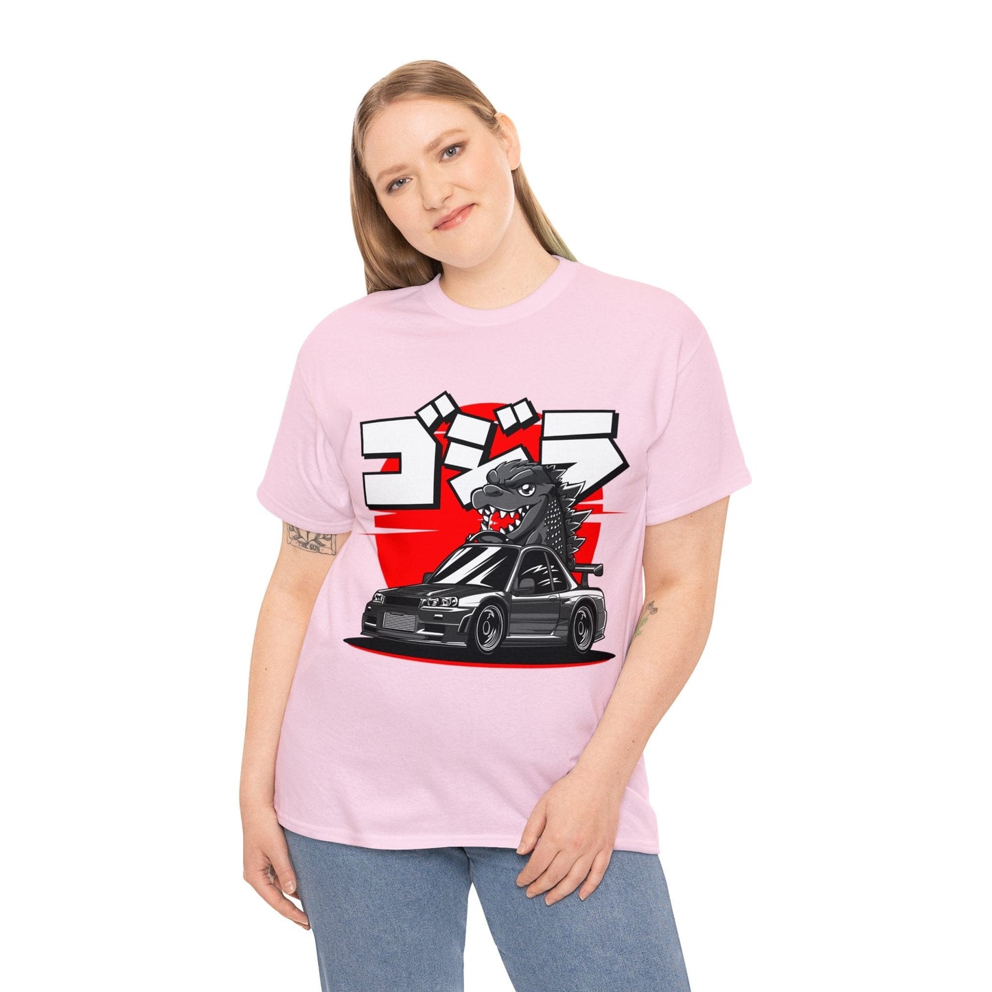 Skyline R34 Godzilla Cartoon JDM Graphic Tee Graphic Tees Australia Graphic T-Shirt Australia -  Cool Graphic T-Shirts Online -  Skyline R34 Godzilla Cartoon JDM T-Shirt | JDM Racewear Australia