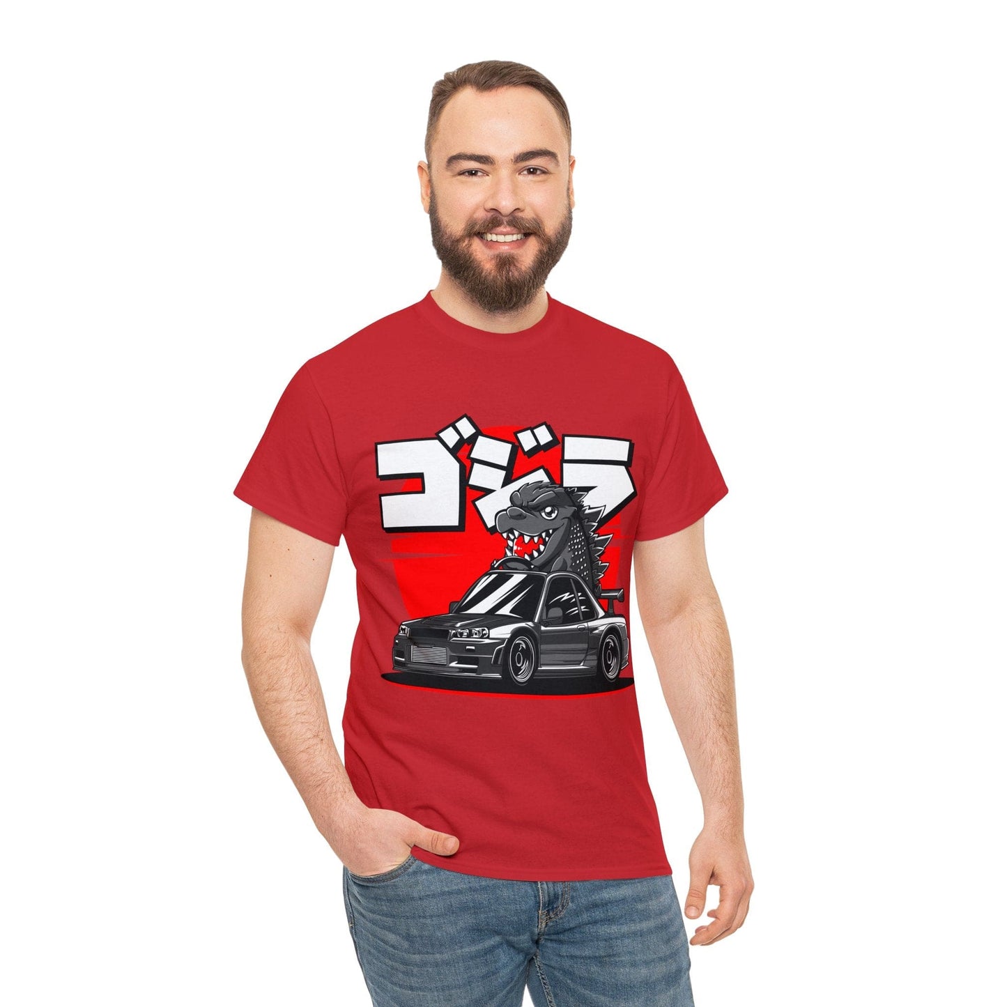 Skyline R34 Godzilla Cartoon JDM Graphic Tee Graphic Tees Australia Graphic T-Shirt Australia -  Cool Graphic T-Shirts Online -  Skyline R34 Godzilla Cartoon JDM T-Shirt | JDM Racewear Australia