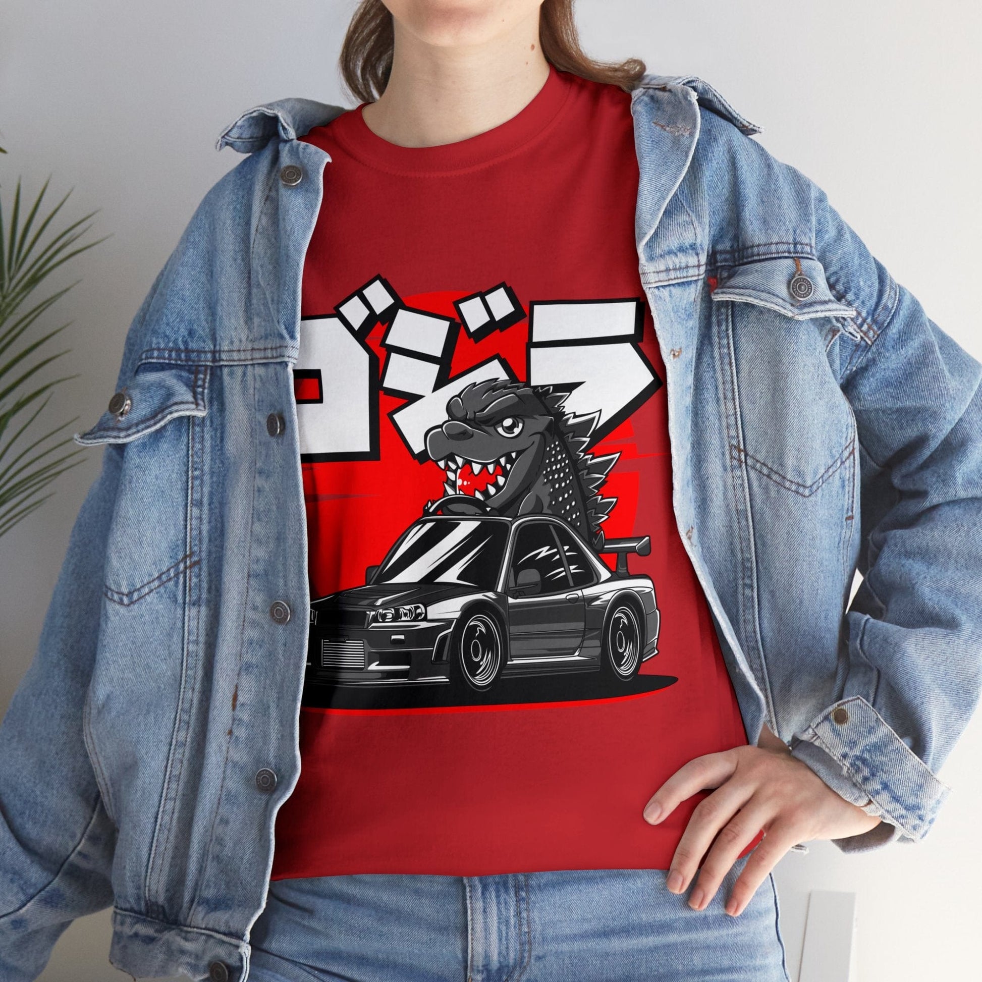 Skyline R34 Godzilla Cartoon JDM Graphic Tee Graphic Tees Australia Graphic T-Shirt Australia -  Cool Graphic T-Shirts Online -  Skyline R34 Godzilla Cartoon JDM T-Shirt | JDM Racewear Australia