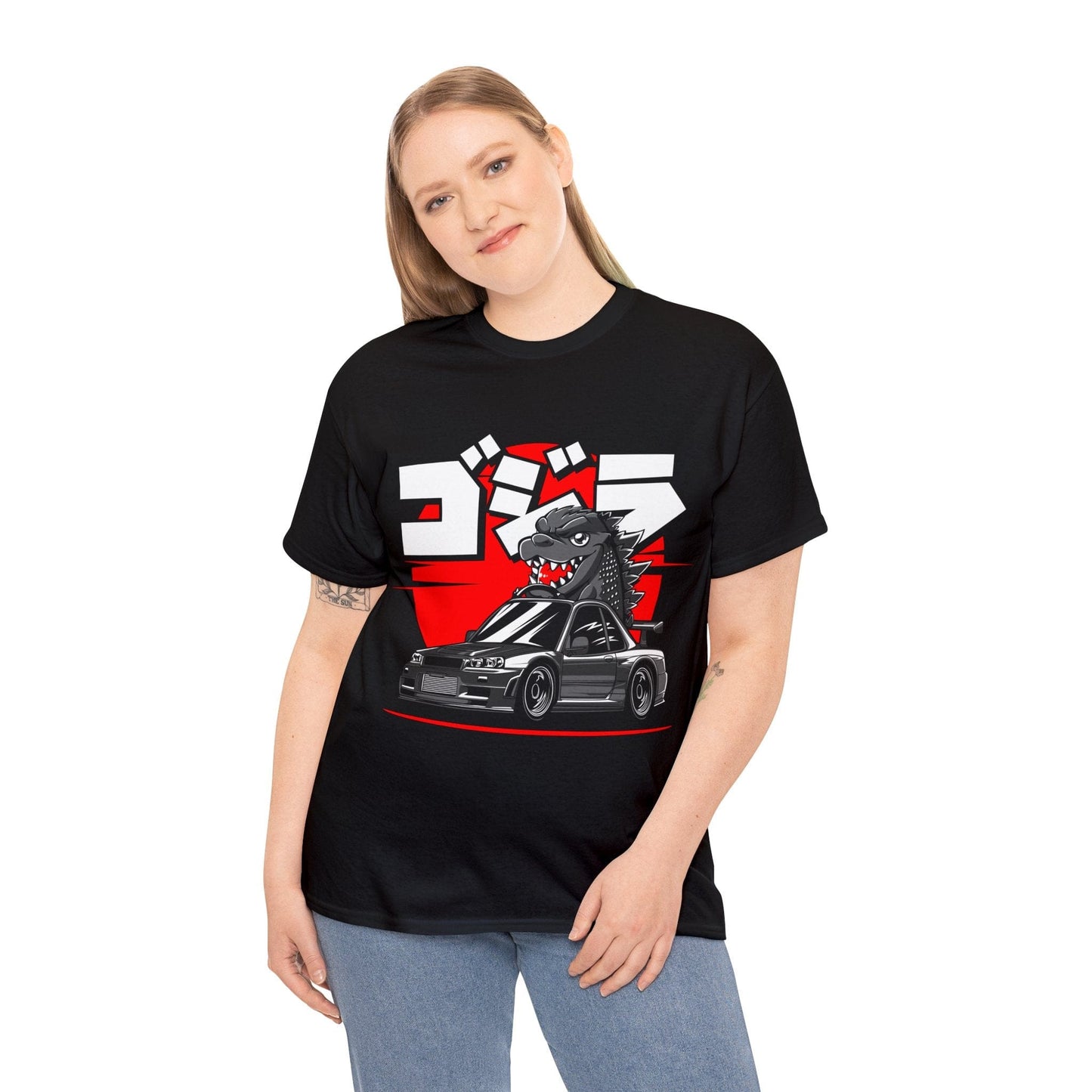 Skyline R34 Godzilla Cartoon JDM Graphic Tee Graphic Tees Australia Graphic T-Shirt Australia -  Cool Graphic T-Shirts Online -  Skyline R34 Godzilla Cartoon JDM T-Shirt | JDM Racewear Australia