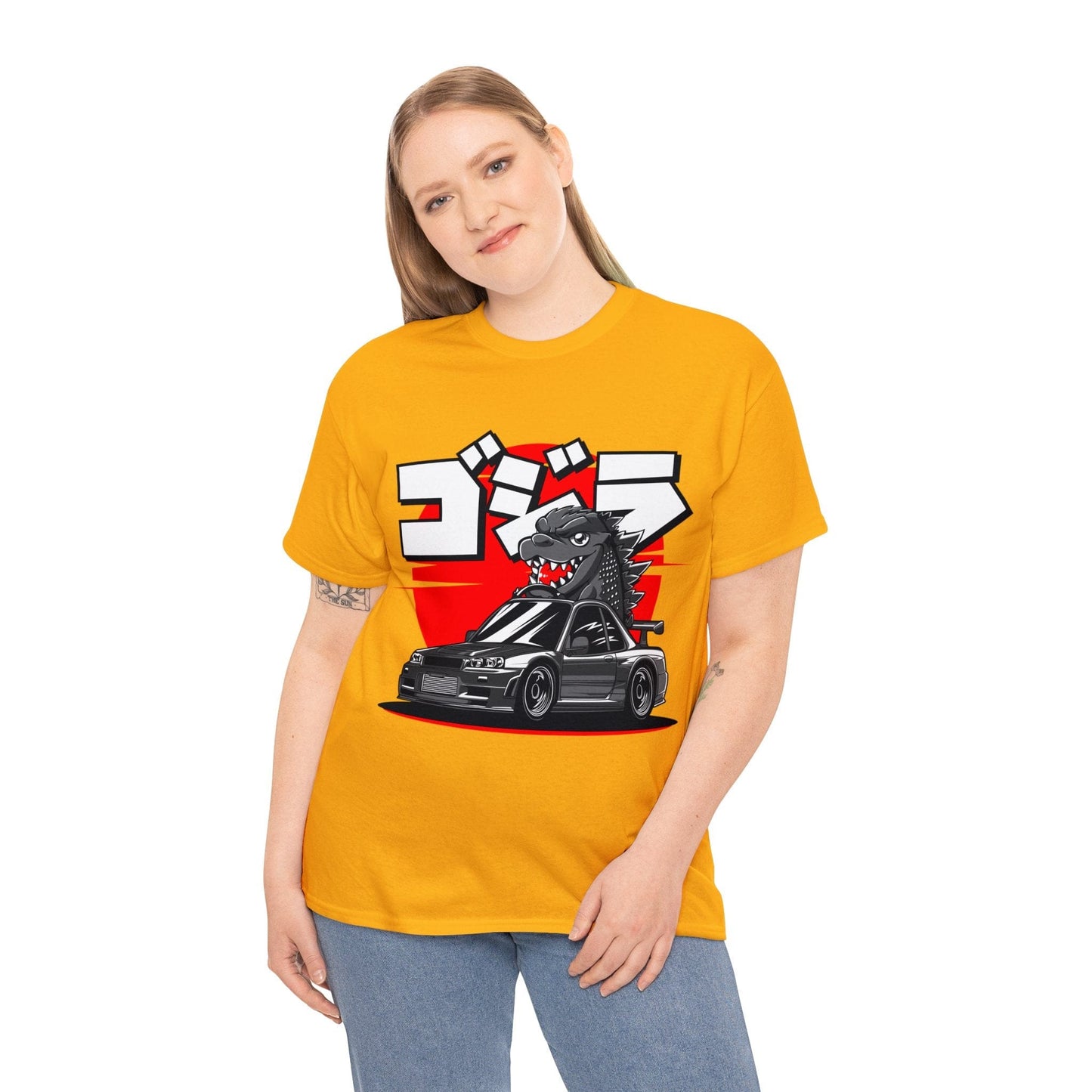 Skyline R34 Godzilla Cartoon JDM Graphic Tee Graphic Tees Australia Graphic T-Shirt Australia -  Cool Graphic T-Shirts Online -  Skyline R34 Godzilla Cartoon JDM T-Shirt | JDM Racewear Australia