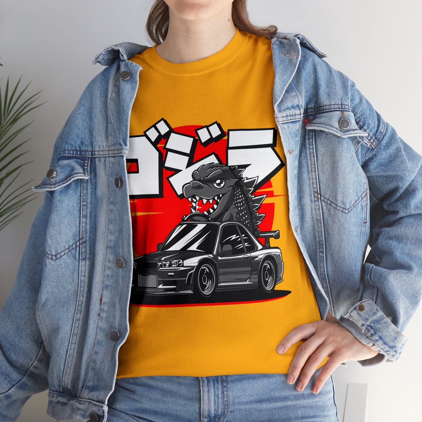 Skyline R34 Godzilla Cartoon JDM Graphic Tee Graphic Tees Australia Graphic T-Shirt Australia -  Cool Graphic T-Shirts Online -  Skyline R34 Godzilla Cartoon JDM T-Shirt | JDM Racewear Australia