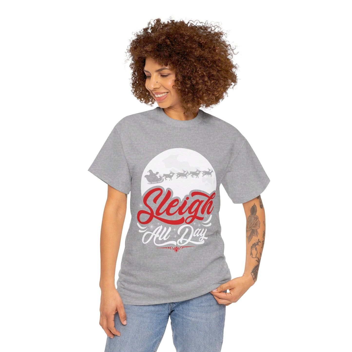 Sleigh All Day Graphic Tee Graphic Tees Australia Sport Grey / S Graphic T-Shirt Australia -  Cool Graphic T-Shirts Online -  Sleigh All Day T-shirt | Funny Christmas T-Shirt Australia