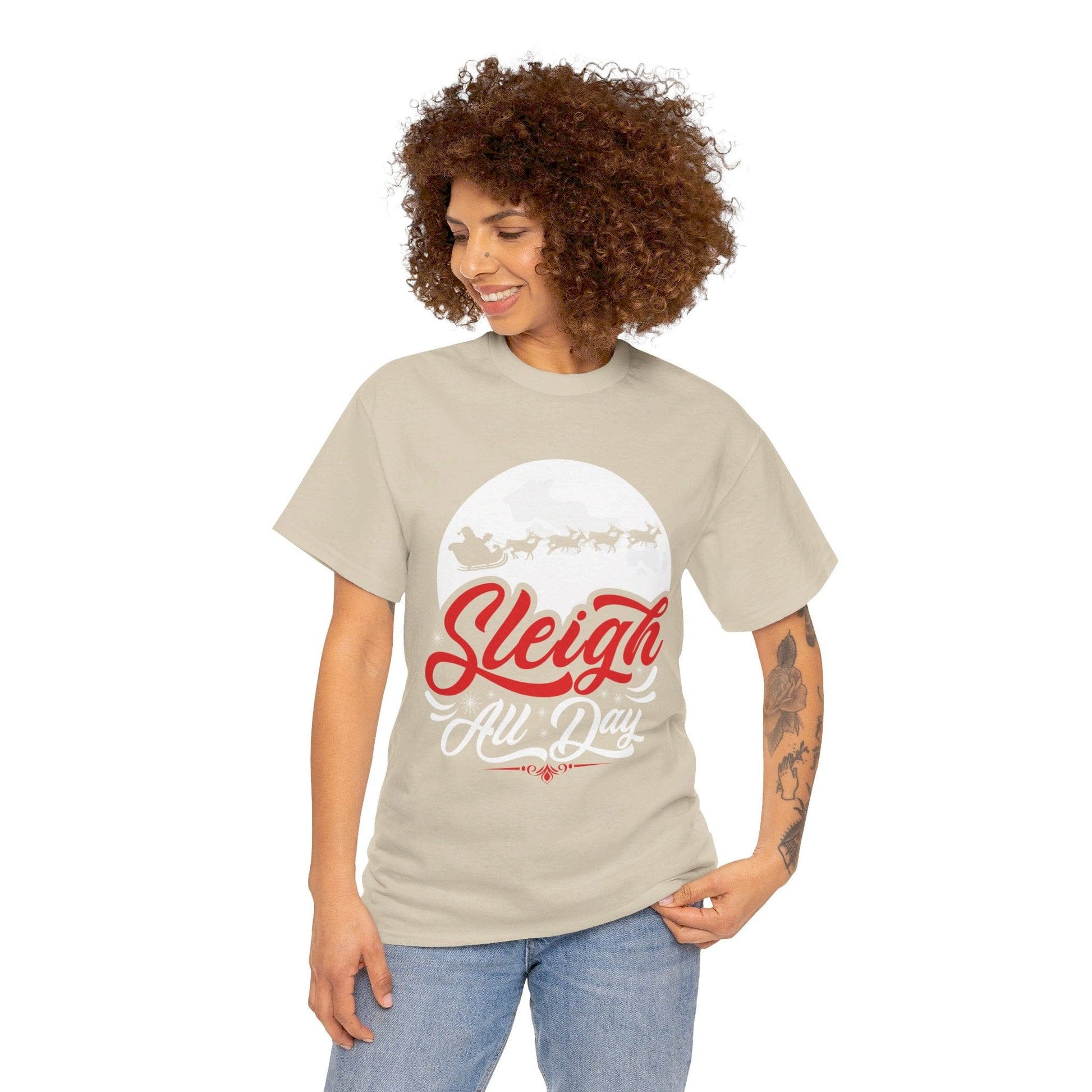 Sleigh All Day Graphic Tee Graphic Tees Australia Sand / S Graphic T-Shirt Australia -  Cool Graphic T-Shirts Online -  Sleigh All Day T-shirt | Funny Christmas T-Shirt Australia