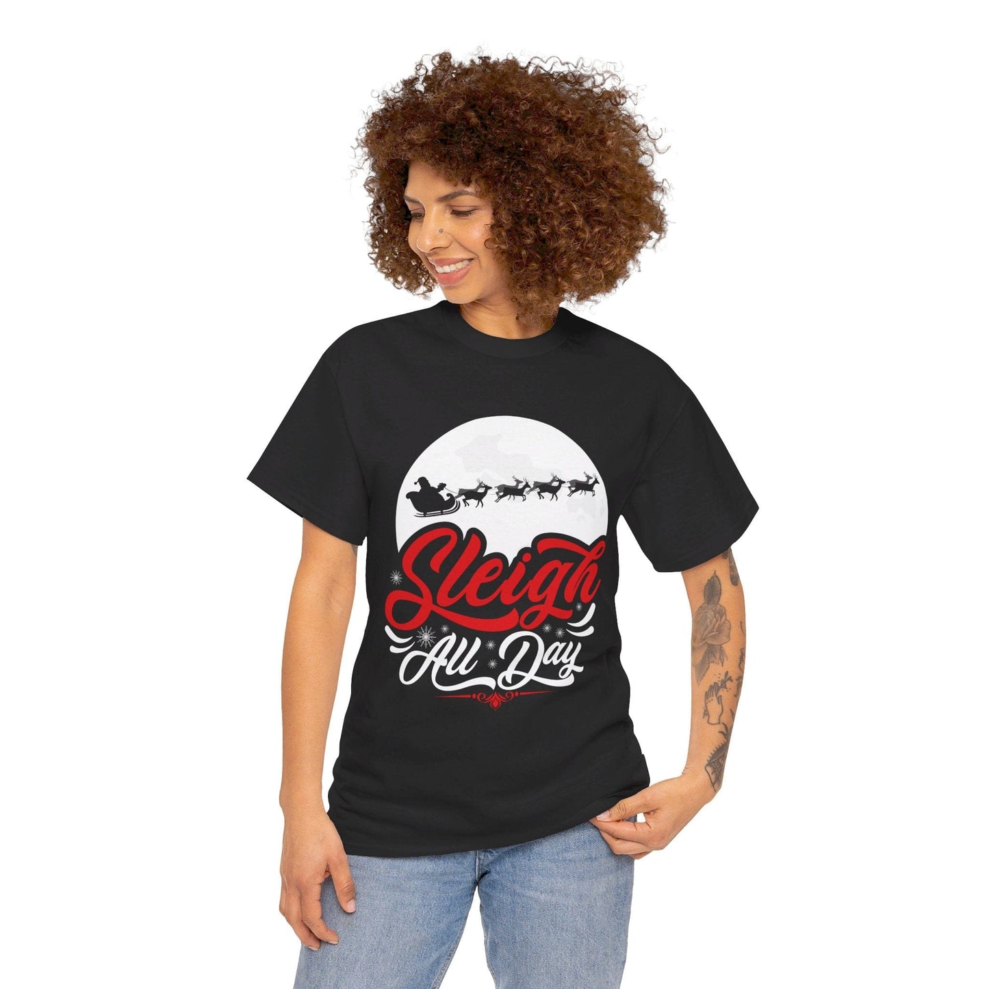 Sleigh All Day Graphic Tee Graphic Tees Australia Black / S Graphic T-Shirt Australia -  Cool Graphic T-Shirts Online -  Sleigh All Day T-shirt | Funny Christmas T-Shirt Australia