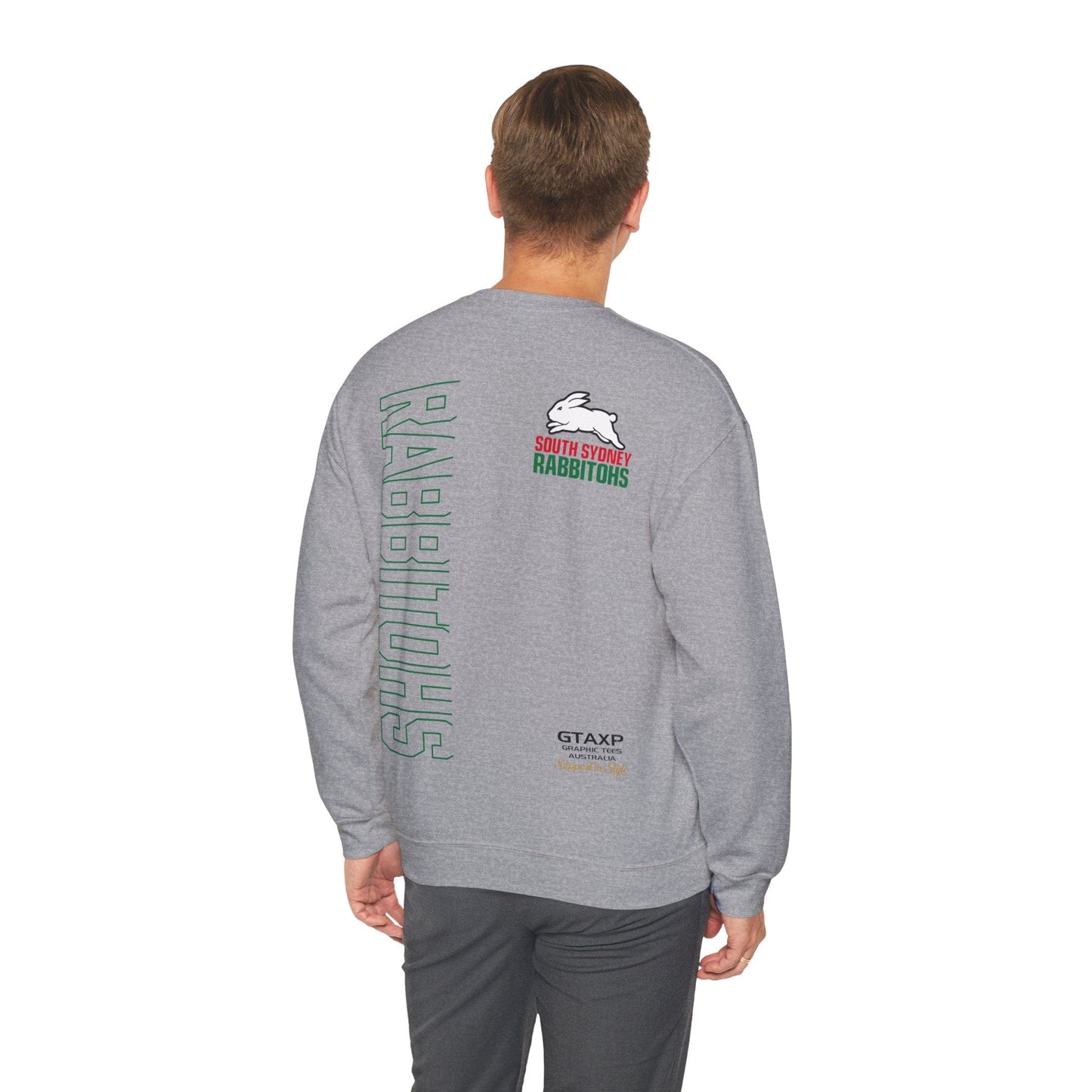 South Sydney Rabbitohs Duo Jumper Graphic Tees Australia Sport Grey / S Graphic T-Shirt Australia -  Cool Graphic T-Shirts Online -  South Sydney Rabbitohs Duo Jumper | South Sydney Crew Sweater