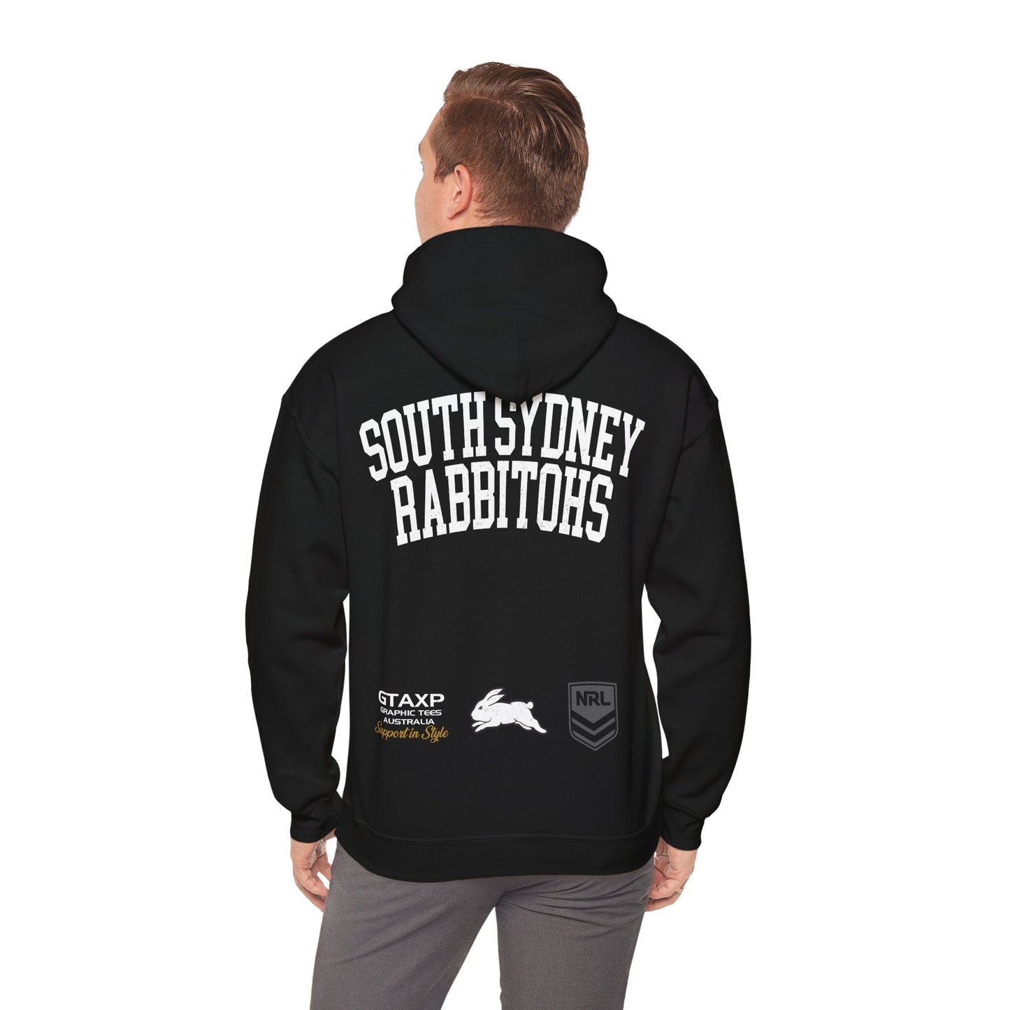 South Sydney Rabbitohs NRL Hoodie Printify Black / S Graphic T-Shirt Australia -  Cool Graphic T-Shirts Online - 