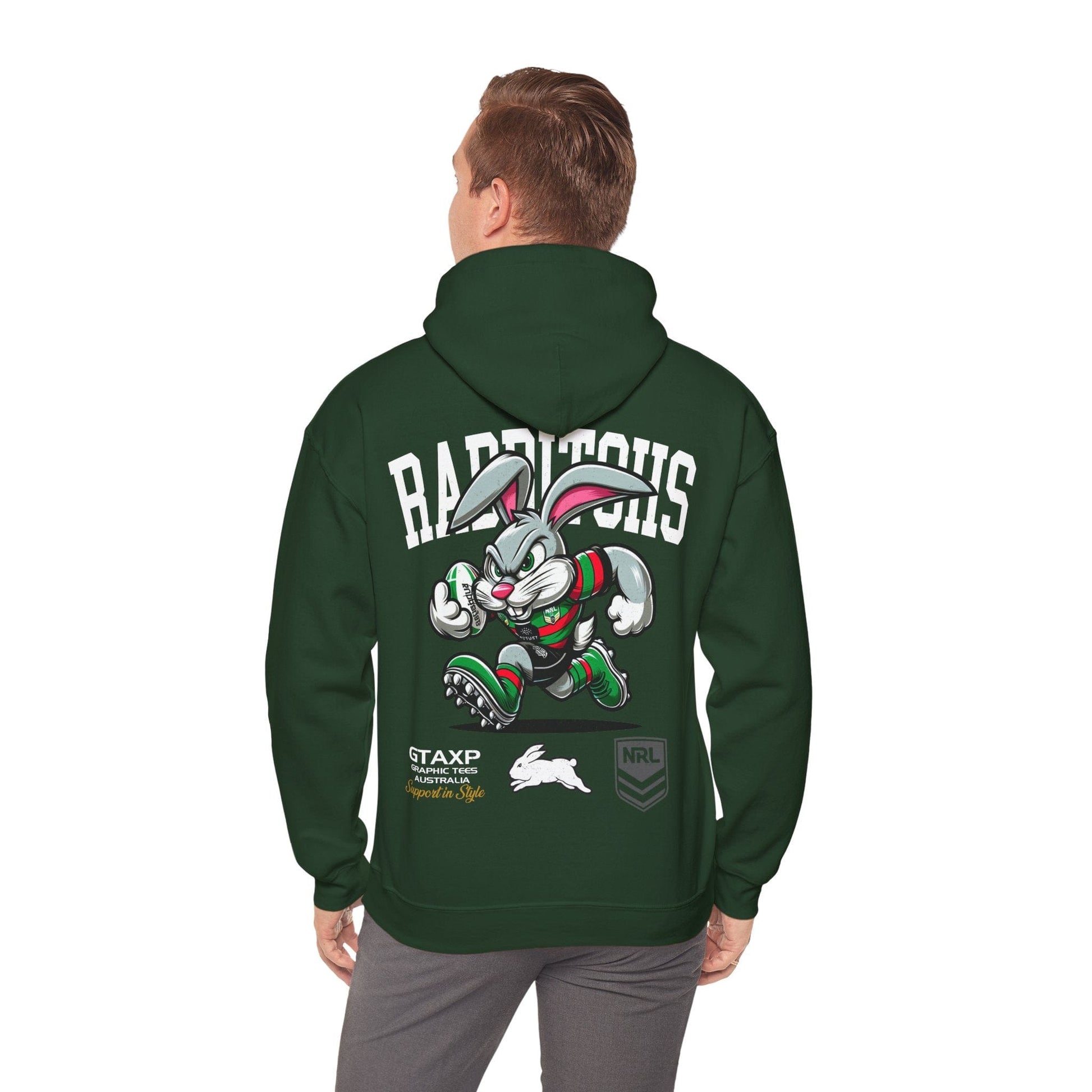 South Sydney Rabbitohs Reggie Hoodie Printify Forest Green / S Graphic T-Shirt Australia -  Cool Graphic T-Shirts Online - 