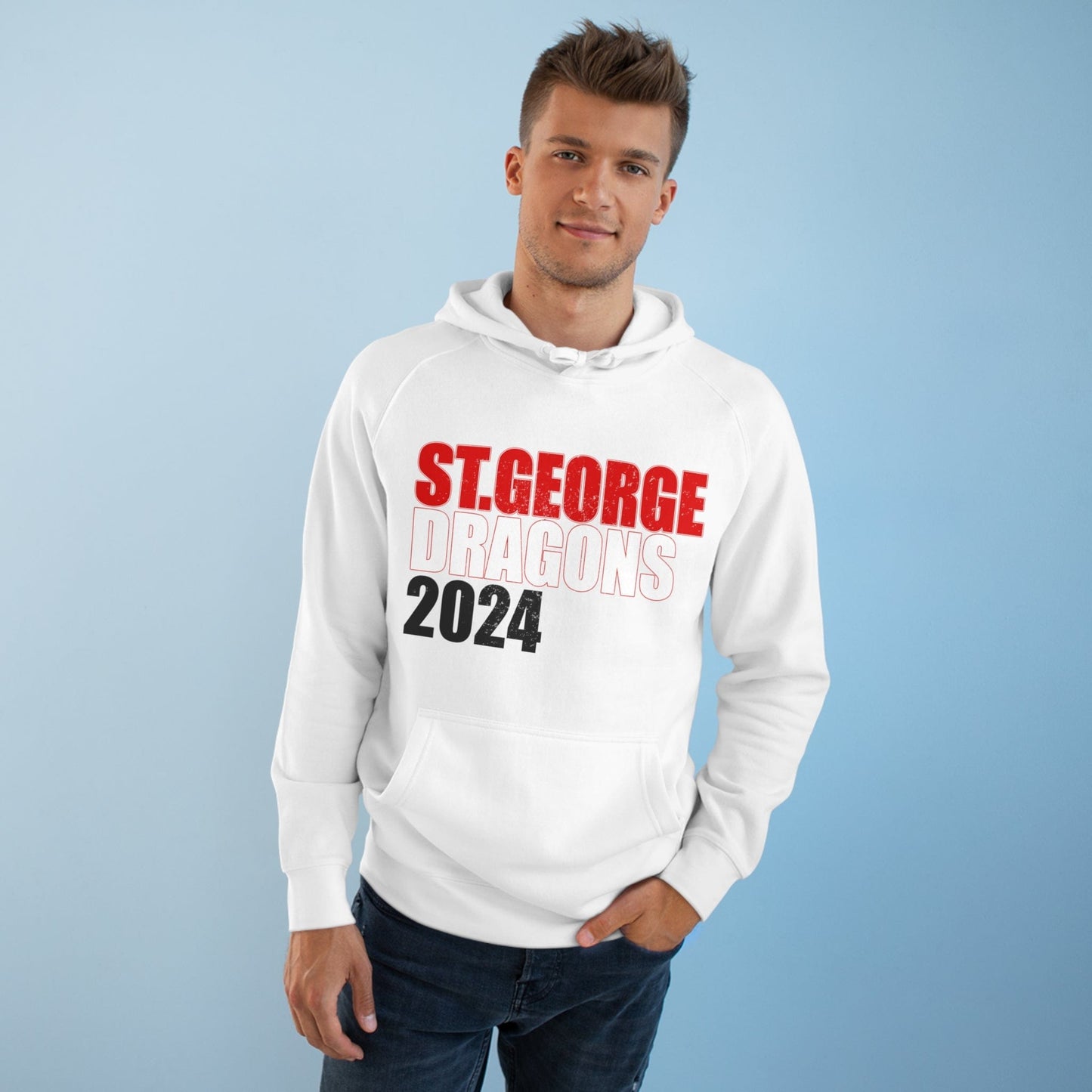 St. George Dragons 2024 Hoodie Graphic Tees Australia White / XS Graphic T-Shirt Australia -  Cool Graphic T-Shirts Online -  St. George Dragons 2024 Hoodie | NRL Hoodies Australia