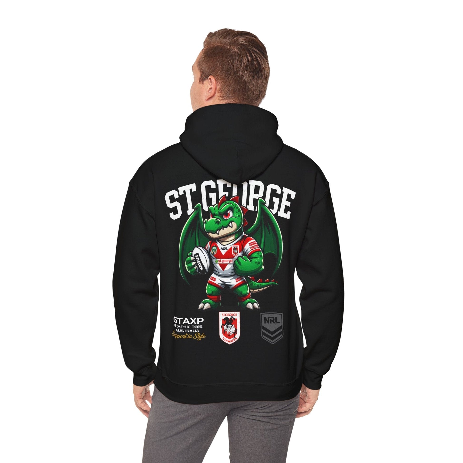 St George Dragons Scorch Hoodie Printify Black / S Graphic T-Shirt Australia -  Cool Graphic T-Shirts Online - 