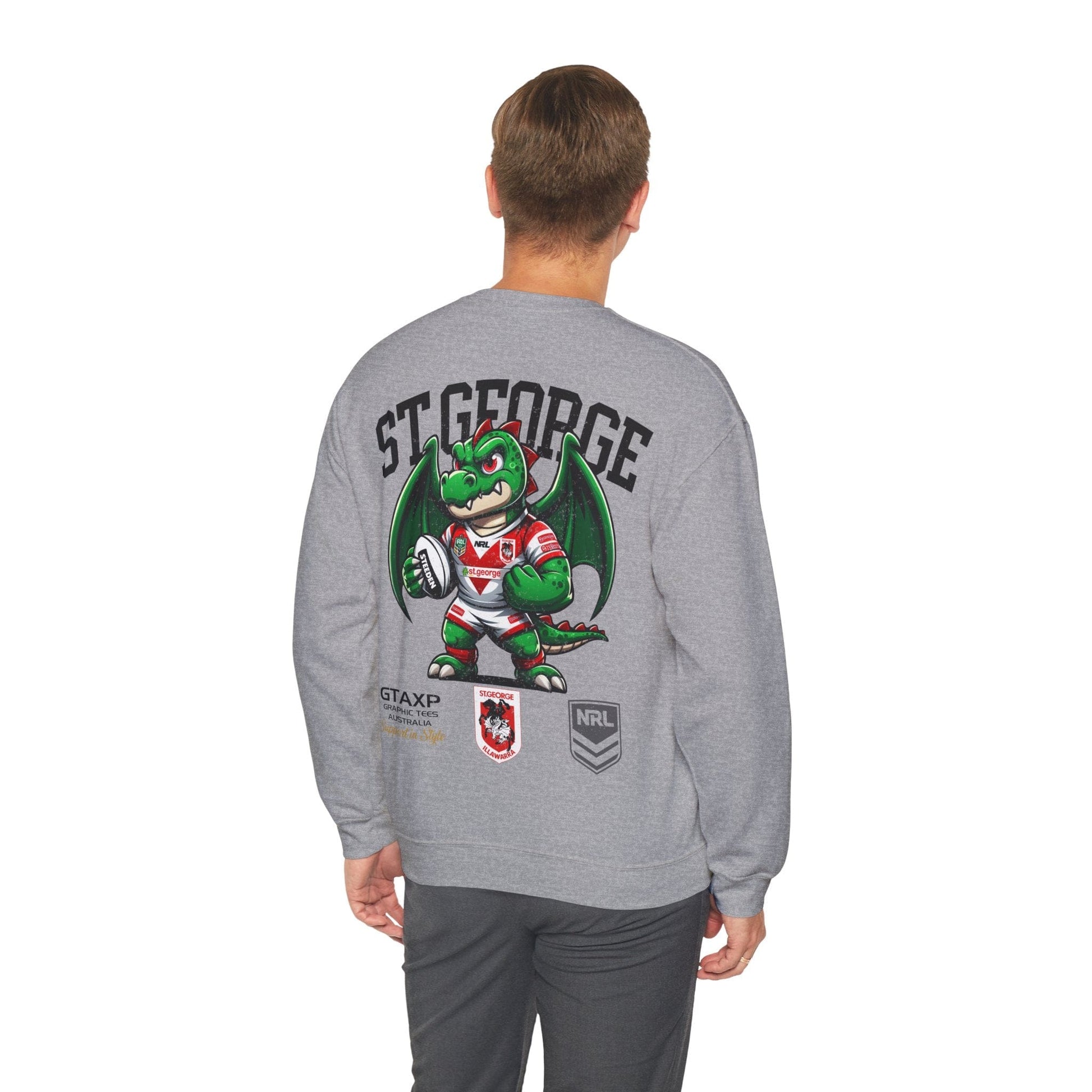 St George Dragons Scorch Jumper Graphic Tees Australia Sport Grey / S Graphic T-Shirt Australia -  Cool Graphic T-Shirts Online -  St George Dragons Scorch Jumper | St George Dragons Crew Sweater