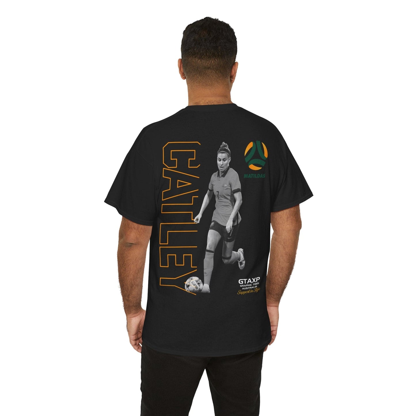 Steph Catley Matildas Duo Graphic Tee Graphic Tees Australia Black / S Graphic T-Shirt Australia -  Cool Graphic T-Shirts Online -  Steph Catley Matildas Duo T-Shirt | Australian Matildas Merch