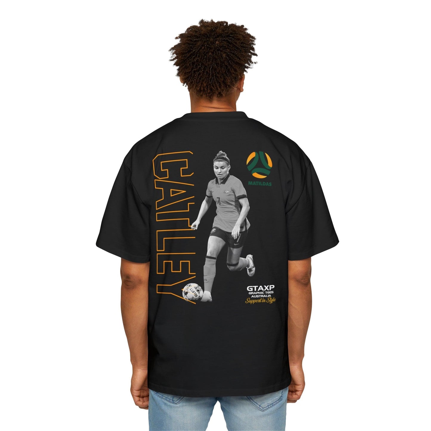 Steph Catley Matildas Duo Oversized Tee Graphic Tees Australia Black / S Graphic T-Shirt Australia -  Cool Graphic T-Shirts Online -  Steph Catley Matildas Duo Oversized Tee | Matildas Soccer Apparel