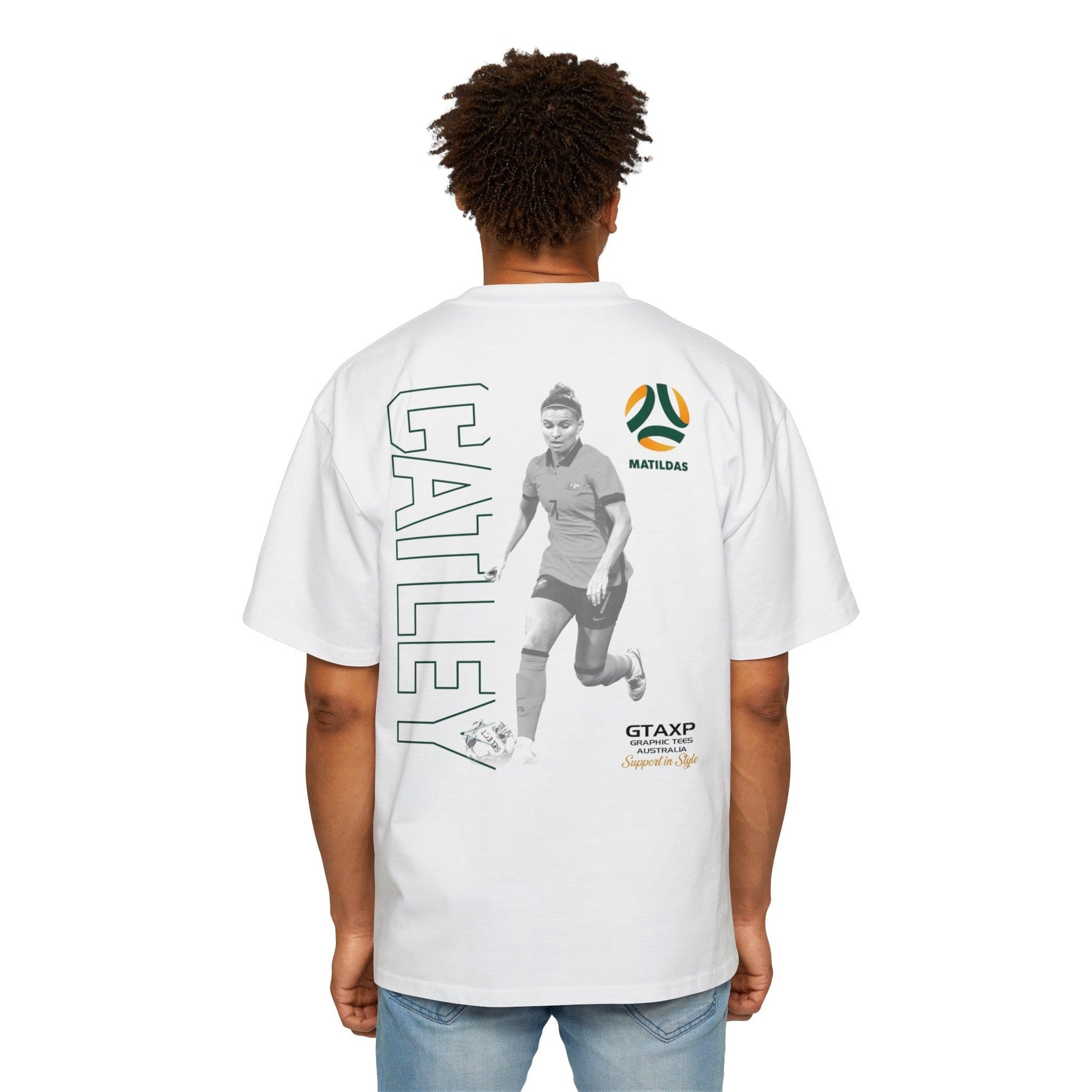 Steph Catley Matildas Duo Oversized Tee Graphic Tees Australia White / S Graphic T-Shirt Australia -  Cool Graphic T-Shirts Online -  Steph Catley Matildas Duo Oversized Tee | Matildas Soccer Apparel