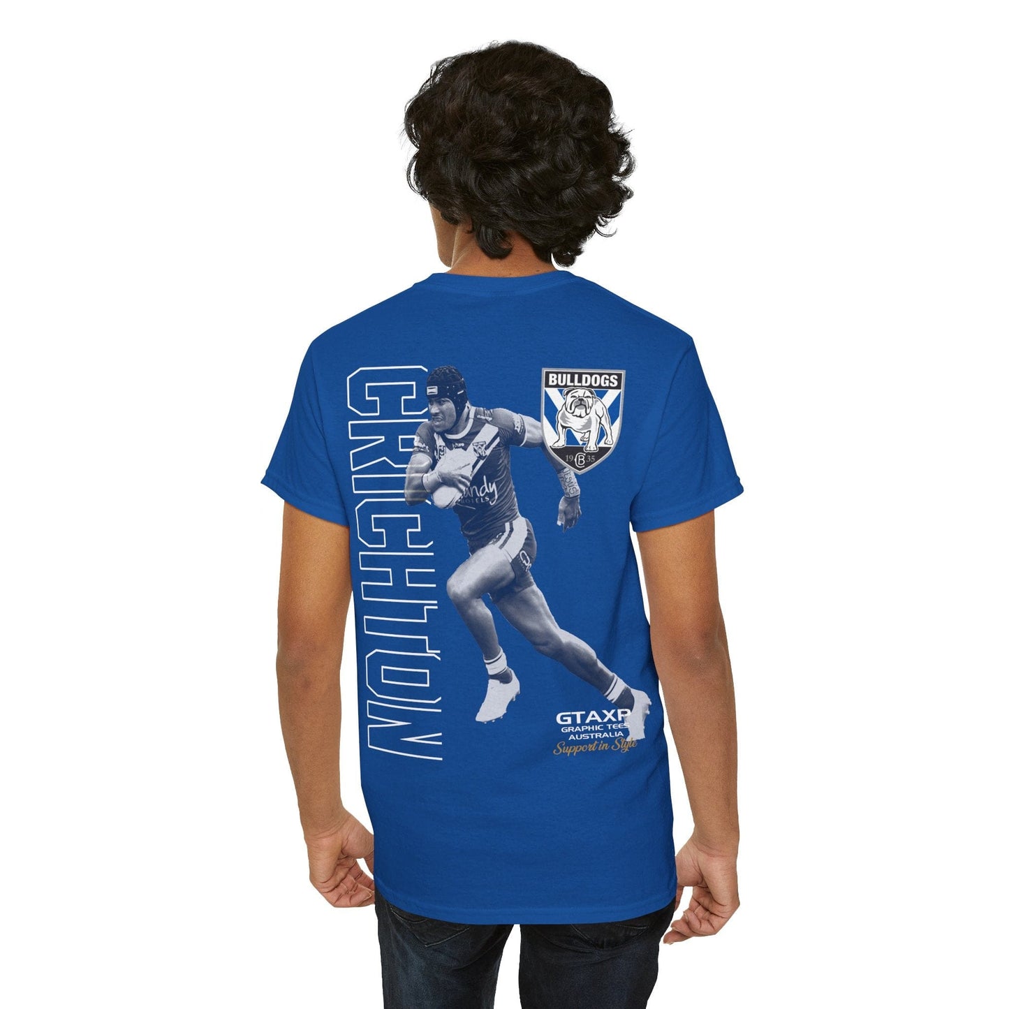 Stephen Crichton Bulldogs Duo Graphic Tee Graphic Tees Australia Royal / S Graphic T-Shirt Australia -  Cool Graphic T-Shirts Online -  Stephen Crichton Bulldogs T-Shirt | Retro Rugby League Tees