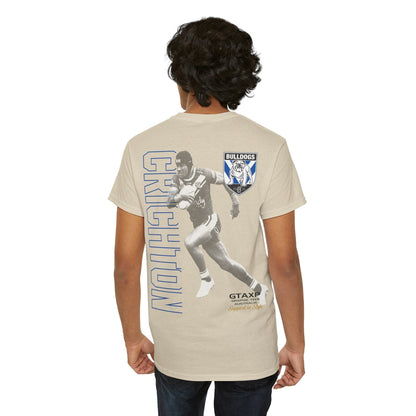 Stephen Crichton Bulldogs Duo Graphic Tee Graphic Tees Australia Sand / S Graphic T-Shirt Australia -  Cool Graphic T-Shirts Online -  Stephen Crichton Bulldogs T-Shirt | Retro Rugby League Tees