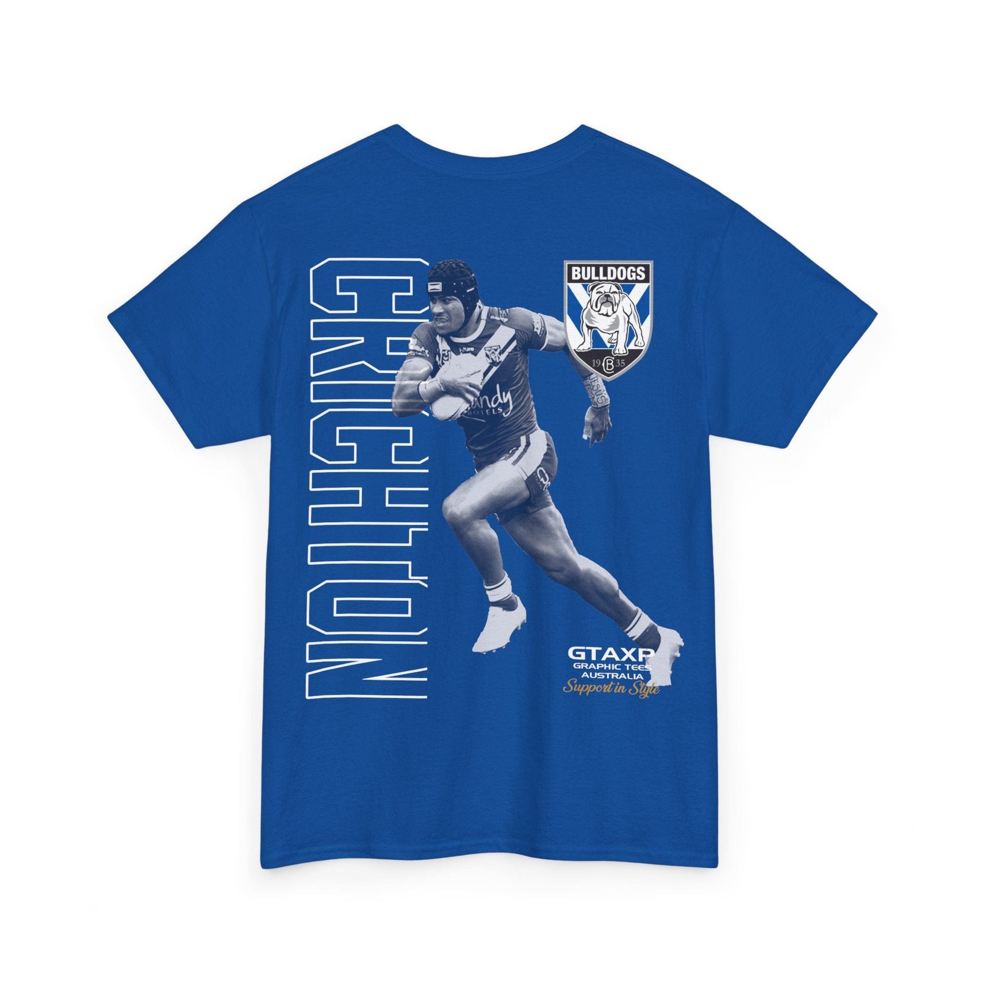 Stephen Crichton Bulldogs Duo Graphic Tee Graphic Tees Australia Graphic T-Shirt Australia -  Cool Graphic T-Shirts Online -  Stephen Crichton Bulldogs T-Shirt | Retro Rugby League Tees