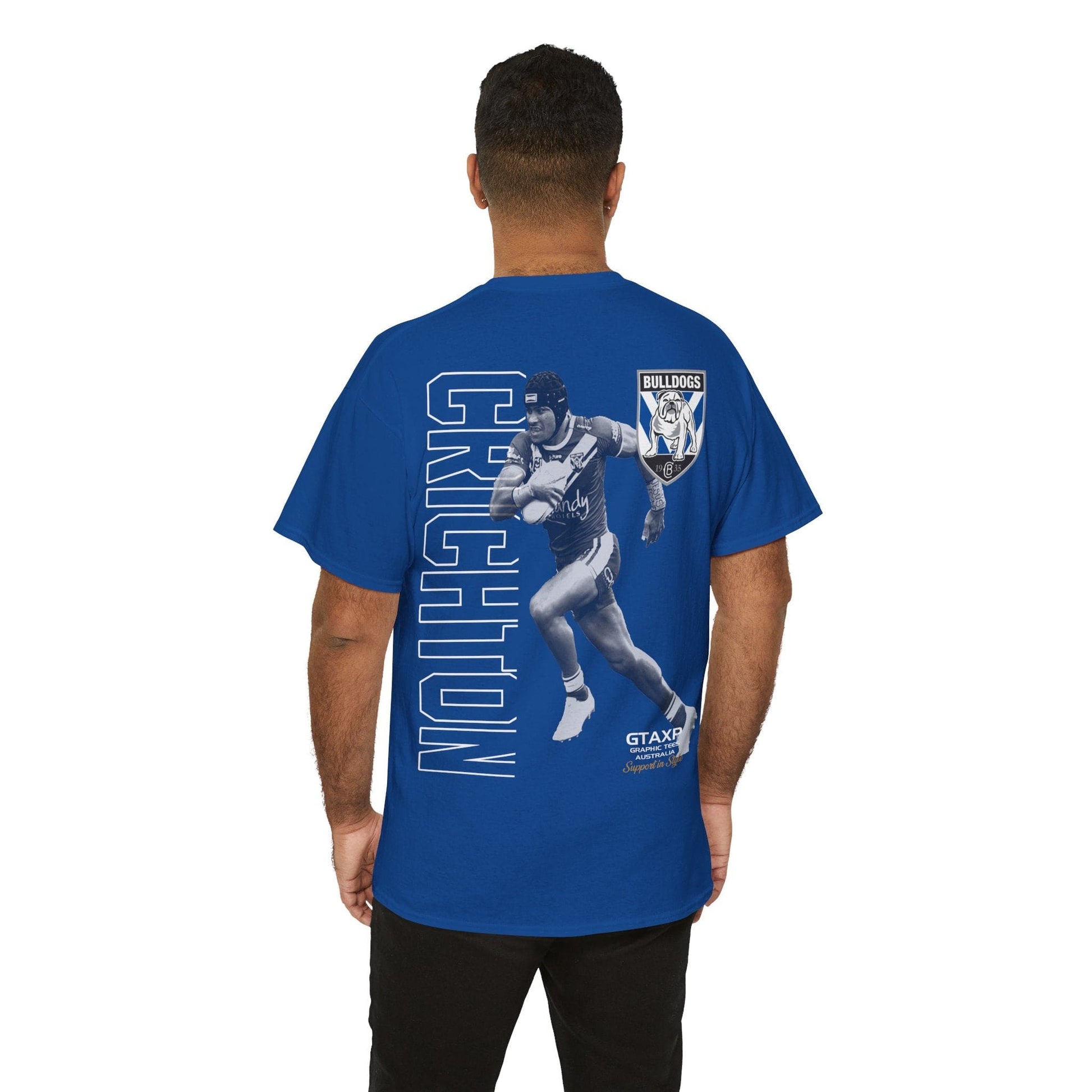 Stephen Crichton Bulldogs Duo Graphic Tee Graphic Tees Australia Graphic T-Shirt Australia -  Cool Graphic T-Shirts Online -  Stephen Crichton Bulldogs T-Shirt | Retro Rugby League Tees