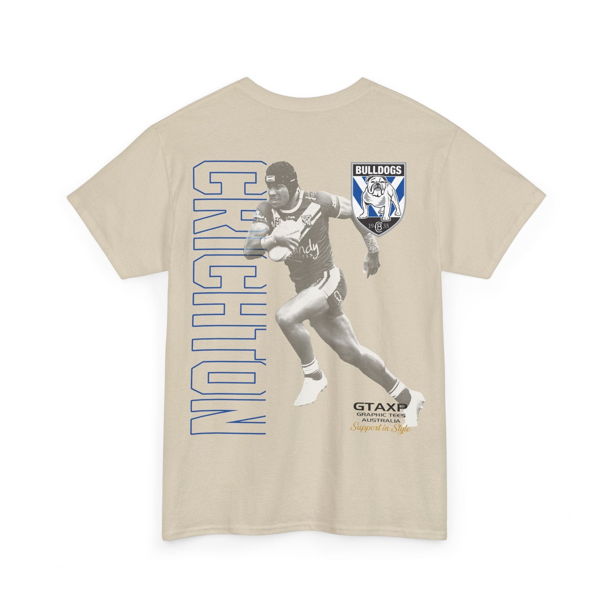 Stephen Crichton Bulldogs Duo Graphic Tee Graphic Tees Australia Graphic T-Shirt Australia -  Cool Graphic T-Shirts Online -  Stephen Crichton Bulldogs T-Shirt | Retro Rugby League Tees