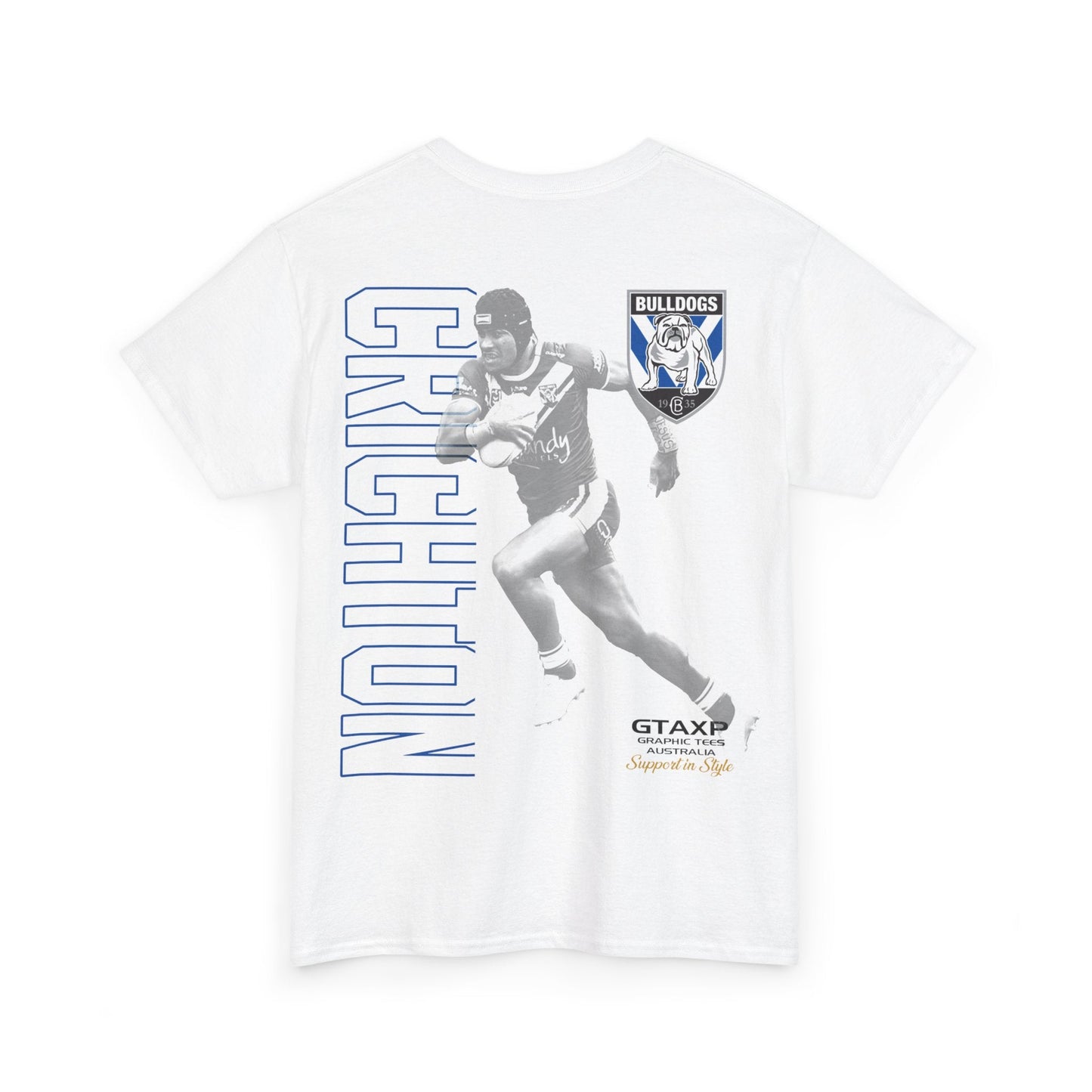 Stephen Crichton Bulldogs Duo Graphic Tee Graphic Tees Australia Graphic T-Shirt Australia -  Cool Graphic T-Shirts Online -  Stephen Crichton Bulldogs T-Shirt | Retro Rugby League Tees