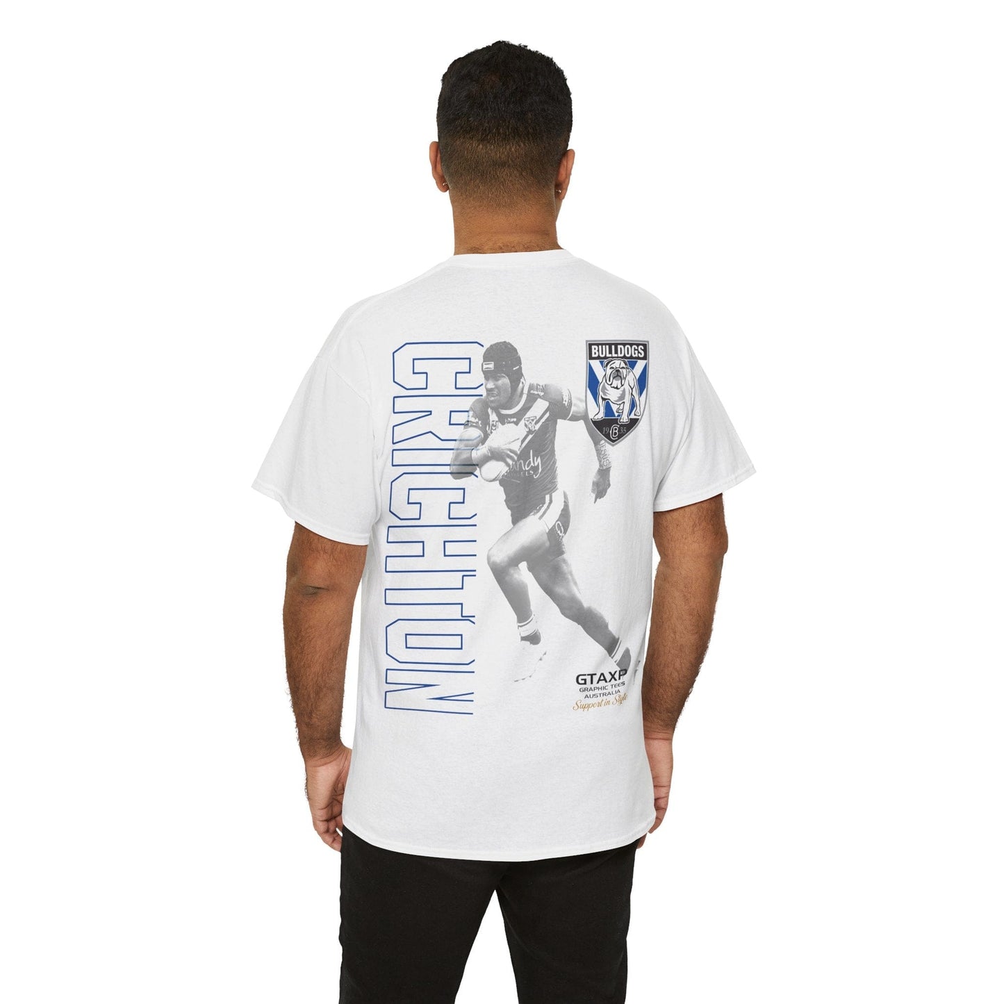 Stephen Crichton Bulldogs Duo Graphic Tee Graphic Tees Australia Graphic T-Shirt Australia -  Cool Graphic T-Shirts Online -  Stephen Crichton Bulldogs T-Shirt | Retro Rugby League Tees