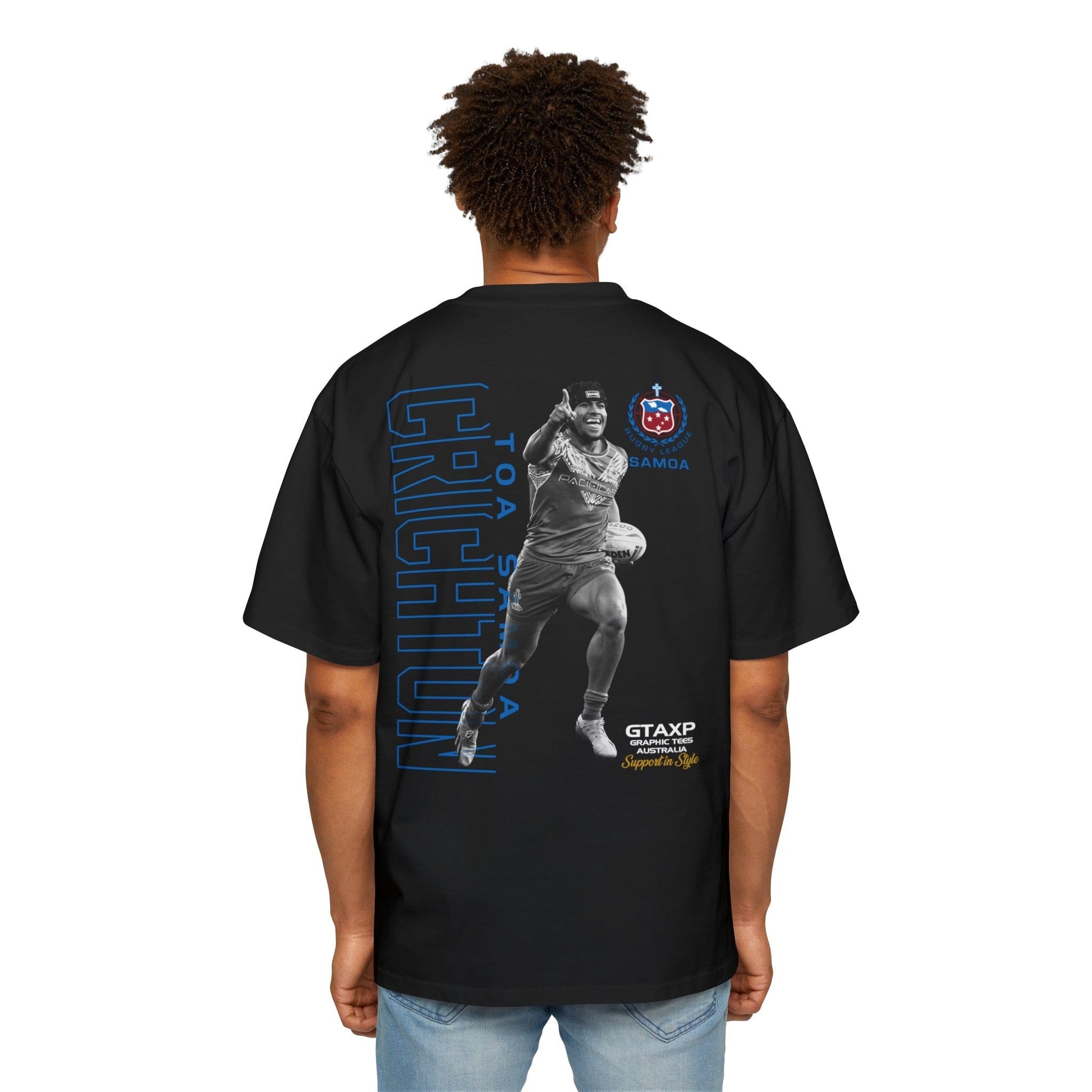 Stephen Crichton Samoa Oversized Tee Graphic Tees Australia Black / S Graphic T-Shirt Australia -  Cool Graphic T-Shirts Online -  Stephen Crichton Samoa Oversized Tee |  Samoa Rugby League T-Shirt