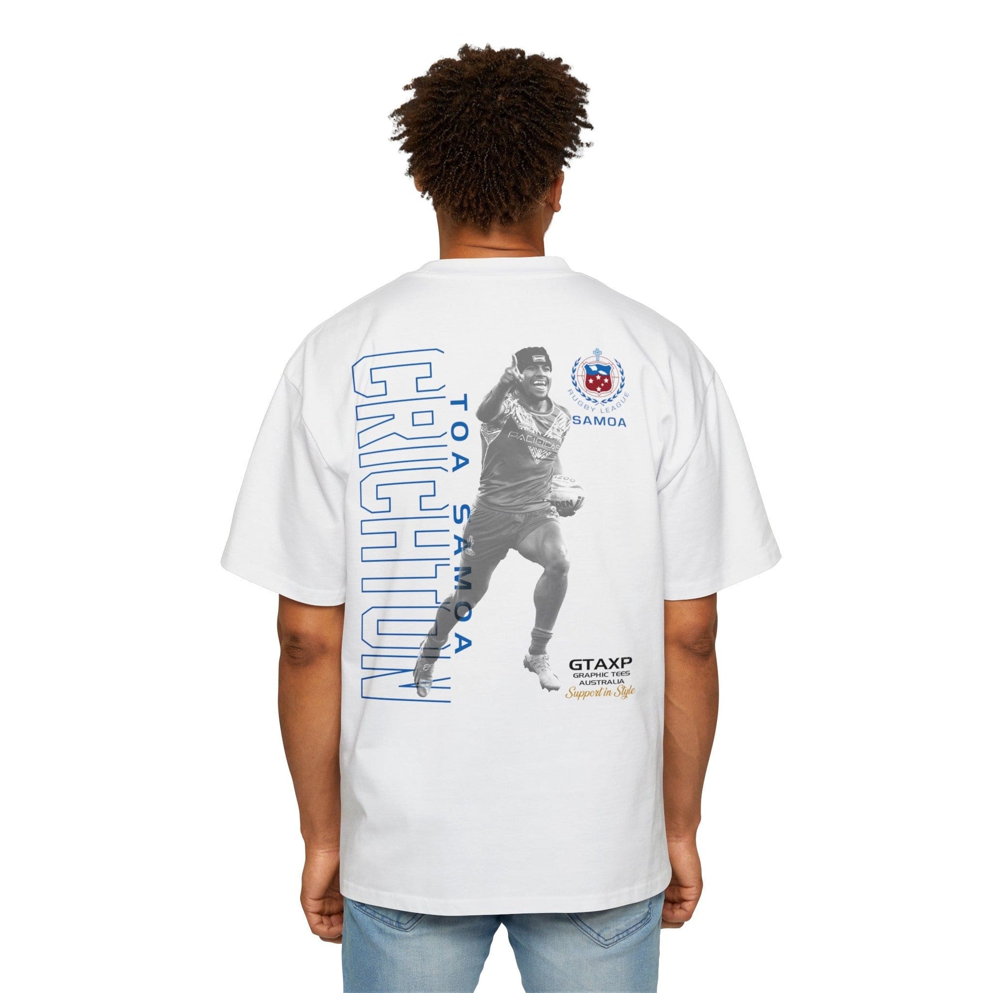 Stephen Crichton Samoa Oversized Tee Graphic Tees Australia White / S Graphic T-Shirt Australia -  Cool Graphic T-Shirts Online -  Stephen Crichton Samoa Oversized Tee |  Samoa Rugby League T-Shirt