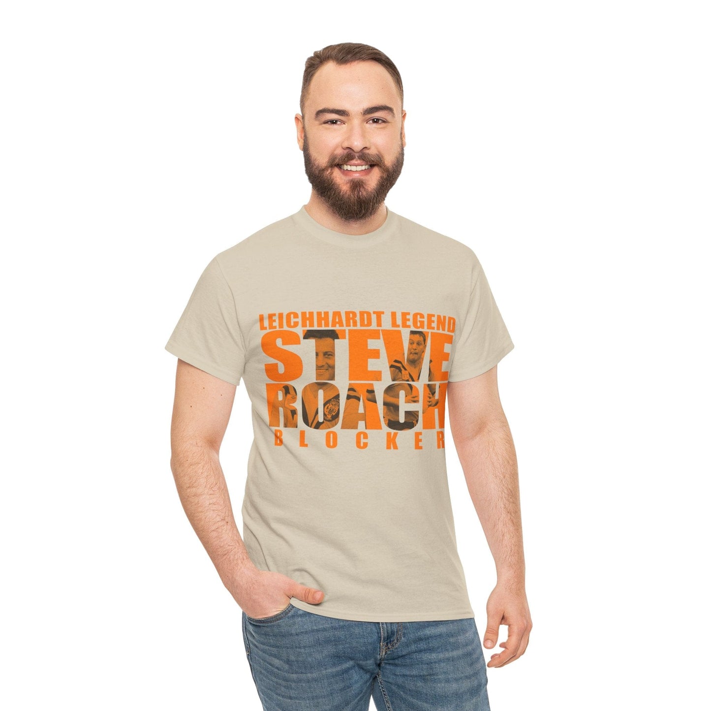 Steve Blocker Roach Graphic Tee Graphic Tees Australia Sand / S Graphic T-Shirt Australia -  Cool Graphic T-Shirts Online -  Steve Blocker Roach T-Shirt | Retro Balmain Tigers Merchandise