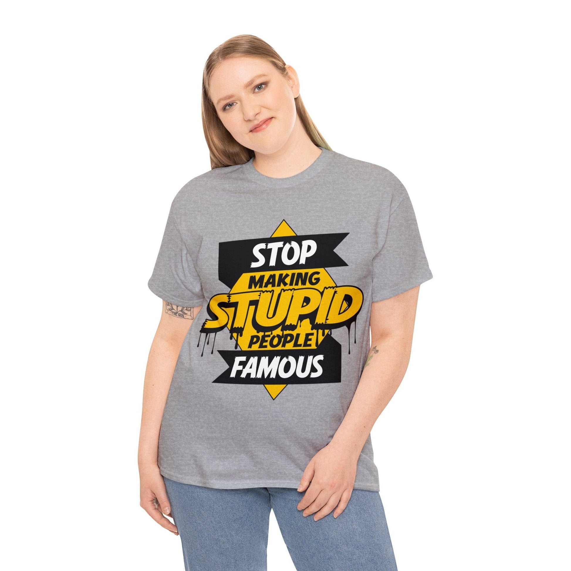 Stop Making Stupid People Famous Graphic Tee Graphic Tees Australia Graphic T-Shirt Australia -  Cool Graphic T-Shirts Online -  Stop Making Stupid People Famous T-Shirt | Funny Graphic T-Shirt