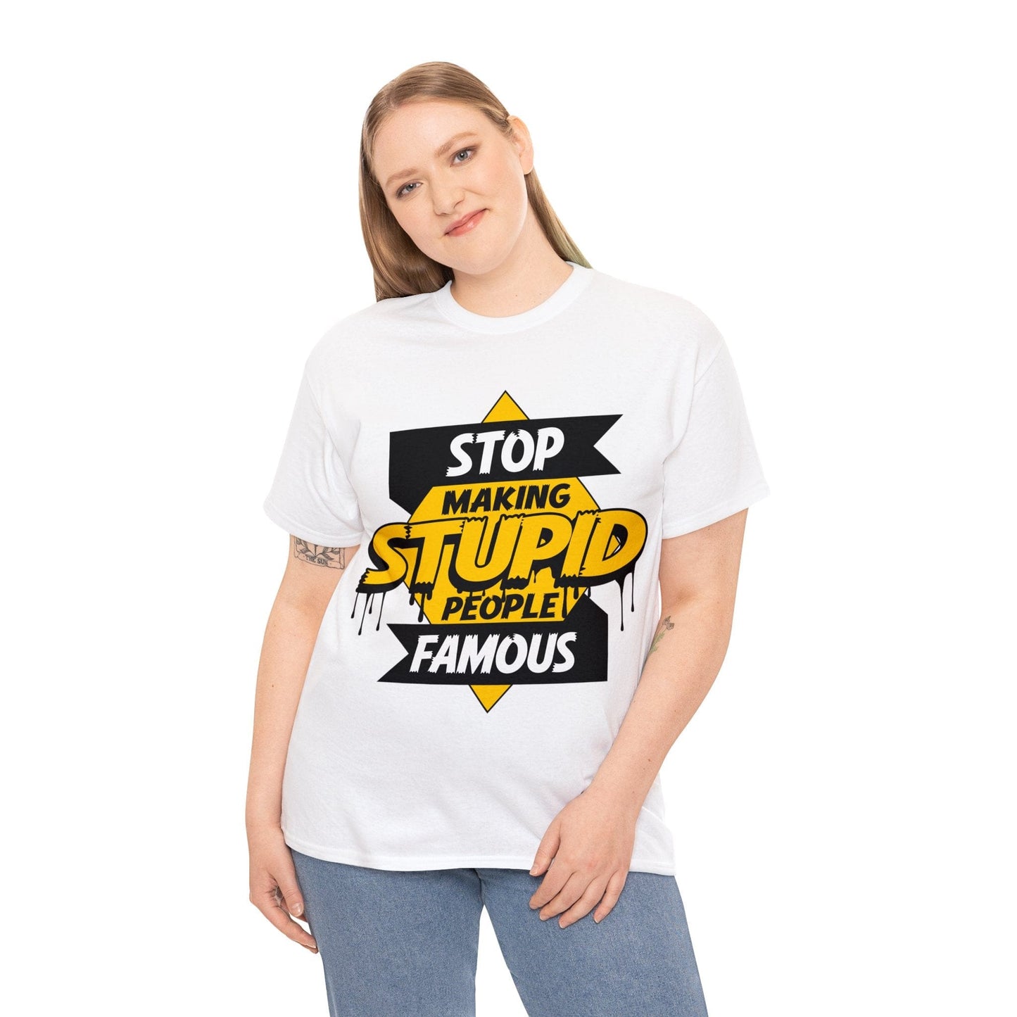 Stop Making Stupid People Famous Graphic Tee Graphic Tees Australia Graphic T-Shirt Australia -  Cool Graphic T-Shirts Online -  Stop Making Stupid People Famous T-Shirt | Funny Graphic T-Shirt