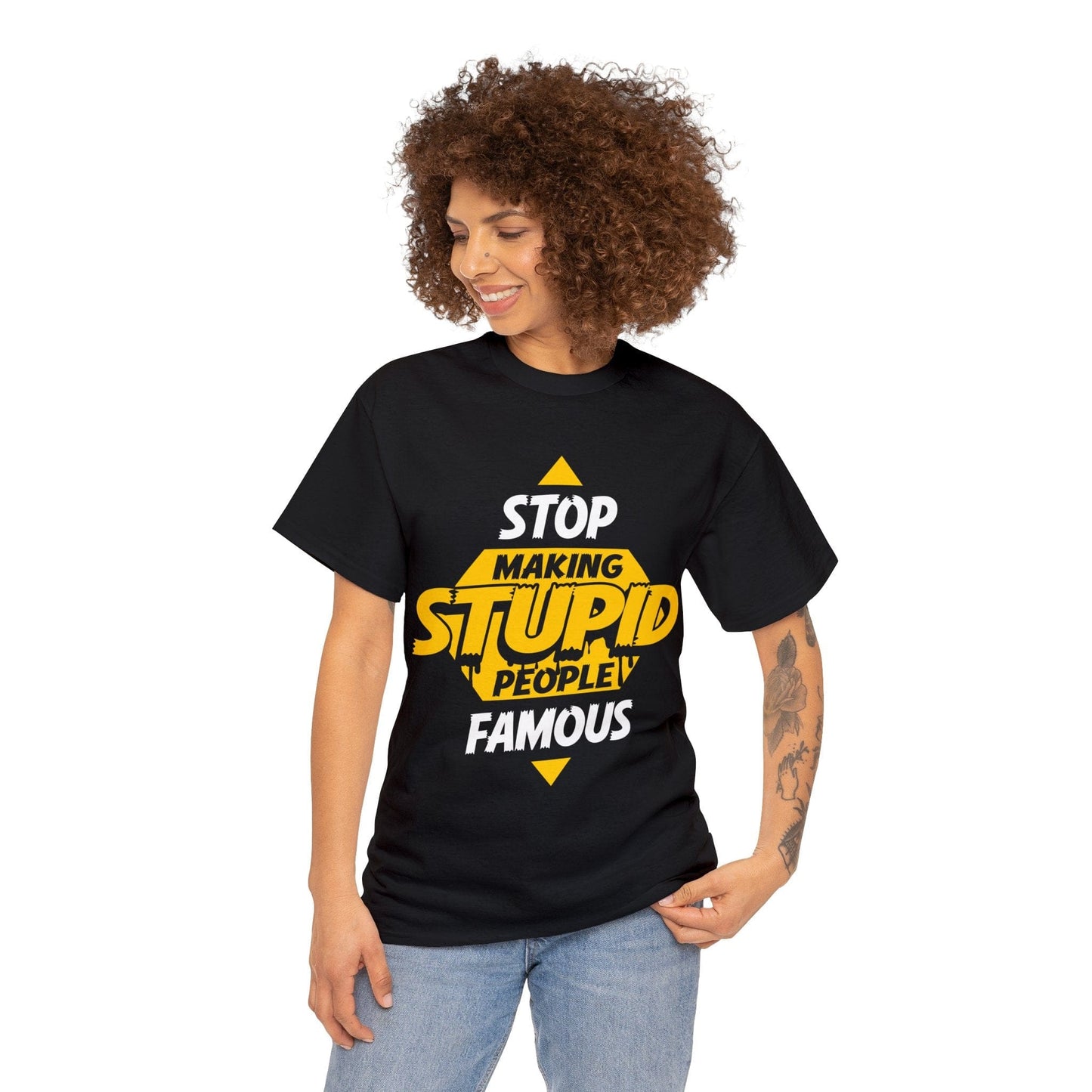 Stop Making Stupid People Famous Graphic Tee Graphic Tees Australia Graphic T-Shirt Australia -  Cool Graphic T-Shirts Online -  Stop Making Stupid People Famous T-Shirt | Funny Graphic T-Shirt