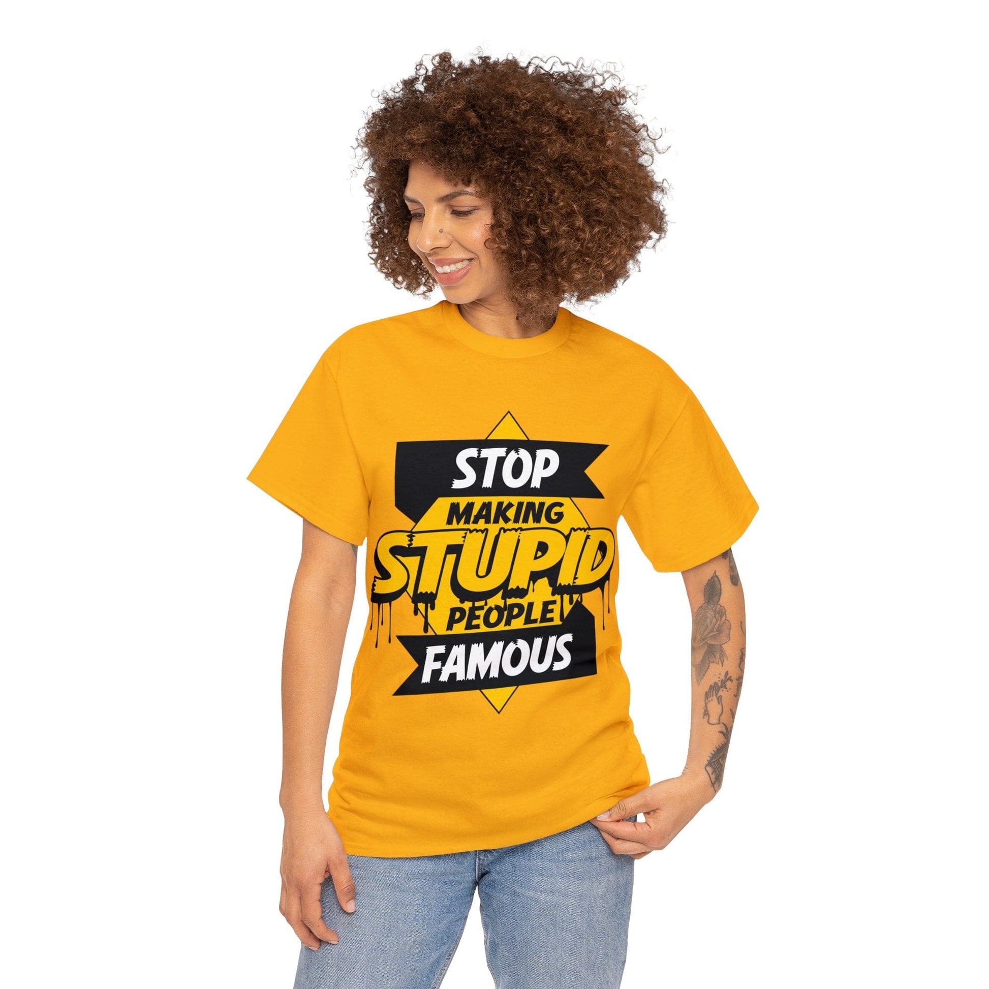 Stop Making Stupid People Famous Graphic Tee Graphic Tees Australia Graphic T-Shirt Australia -  Cool Graphic T-Shirts Online -  Stop Making Stupid People Famous T-Shirt | Funny Graphic T-Shirt