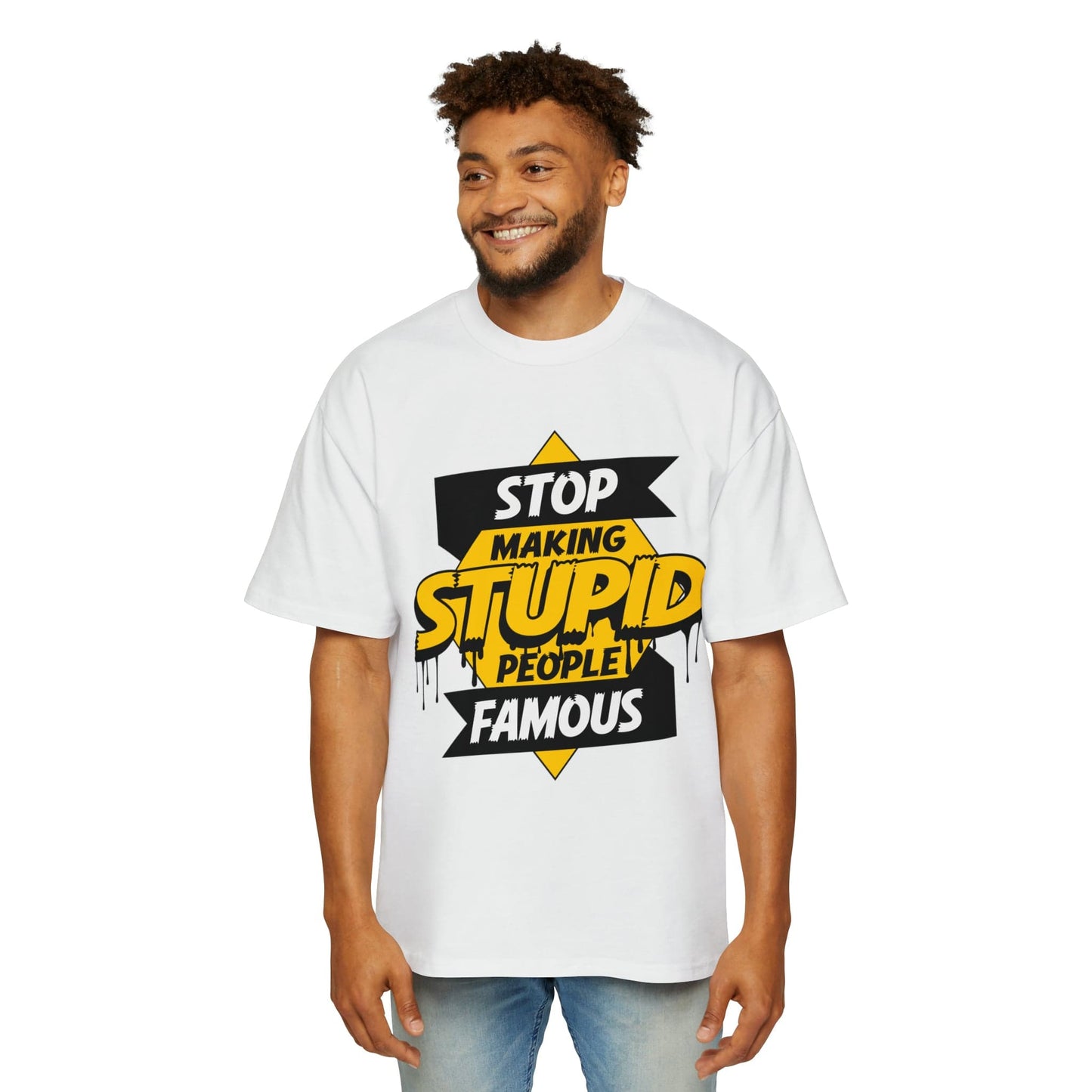 Stop Making Stupid People Famous Oversized Tee Graphic Tees Australia White / S Graphic T-Shirt Australia -  Cool Graphic T-Shirts Online - 