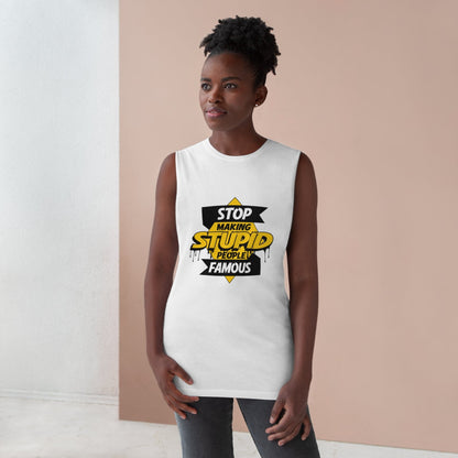 Stop Making Stupid People Famous Tank Top Graphic Tees Australia Graphic T-Shirt Australia -  Cool Graphic T-Shirts Online - 