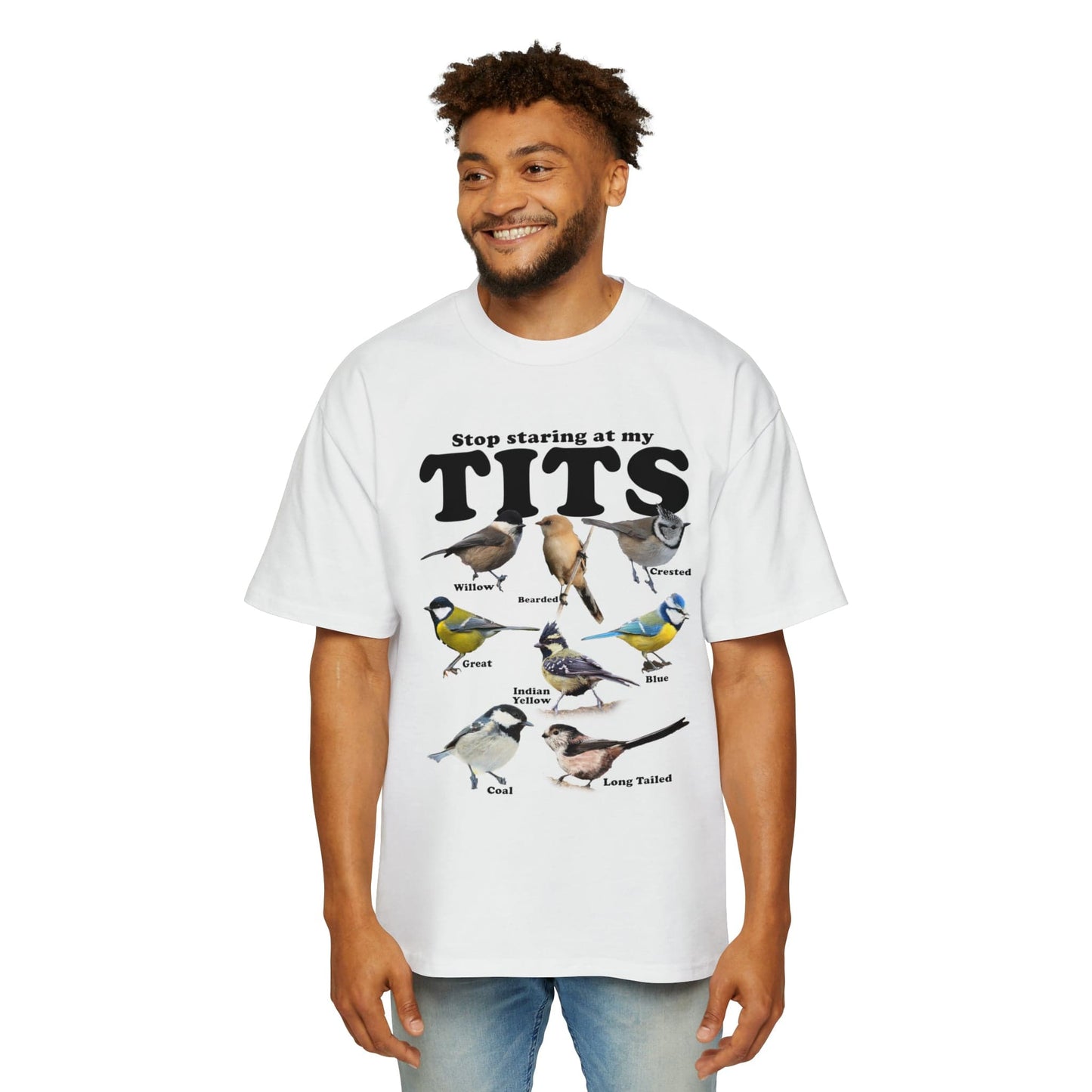 Stop Staring At My Tits Oversized Tee Graphic Tees Australia White / S Graphic T-Shirt Australia -  Cool Graphic T-Shirts Online - 