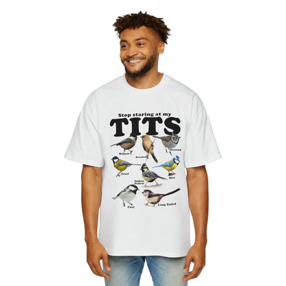 Stop Staring At My Tits Oversized Tee Graphic Tees Australia White / S Graphic T-Shirt Australia -  Cool Graphic T-Shirts Online - 