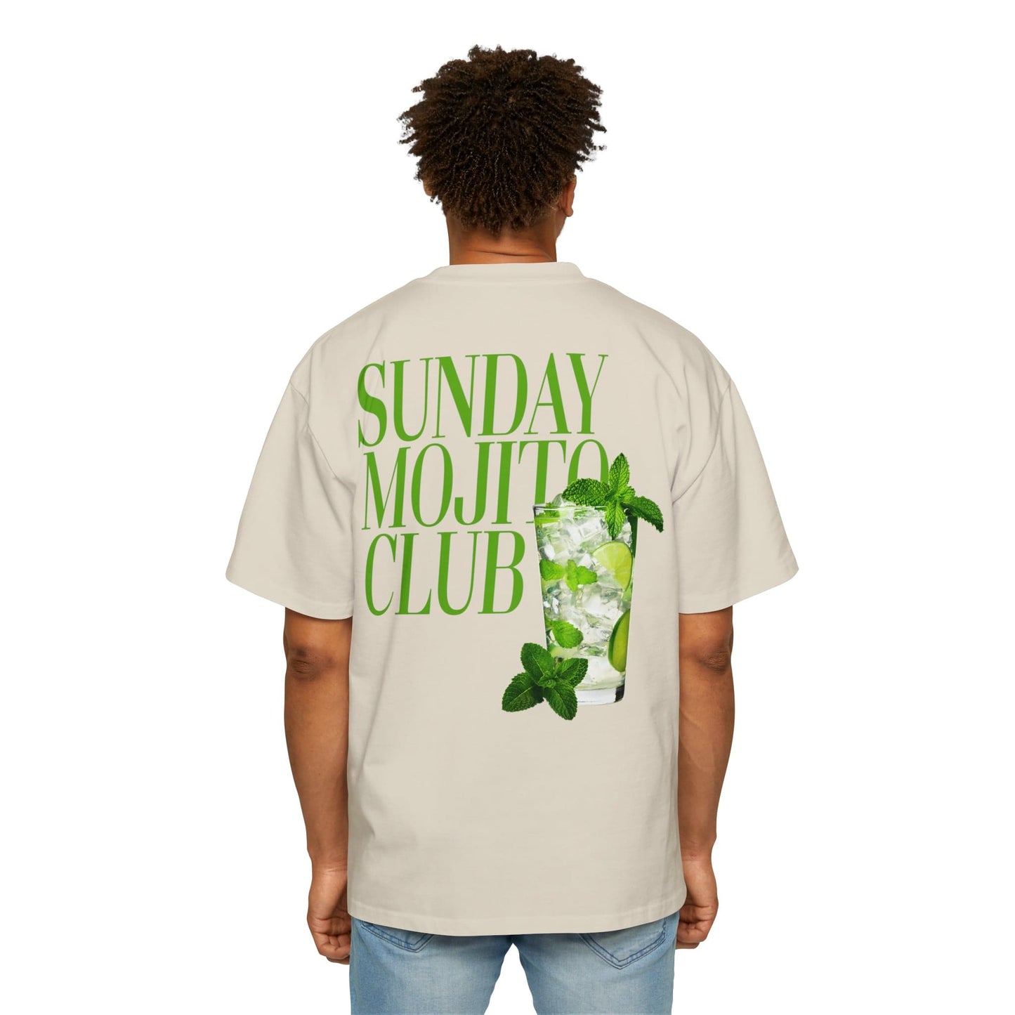 Sunday Mojito Club Oversized Tee Graphic Tees Australia Ecru / S Graphic T-Shirt Australia -  Cool Graphic T-Shirts Online - 