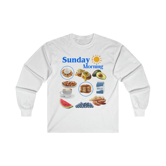 Sunday Morning Long Sleeve Graphic Tees Australia S / White Graphic T-Shirt Australia -  Cool Graphic T-Shirts Online - 