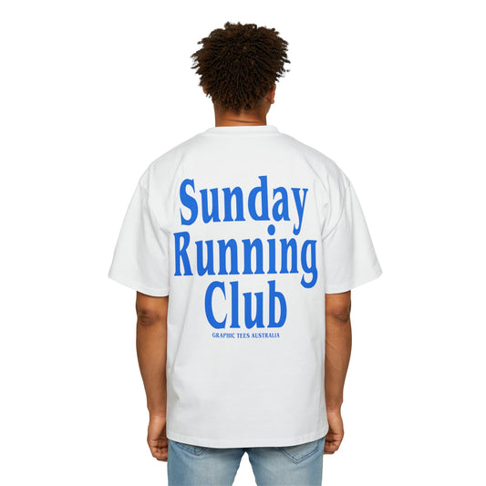 Sunday Running Club Oversized Tee Graphic Tees Australia White / S Graphic T-Shirt Australia -  Cool Graphic T-Shirts Online - 