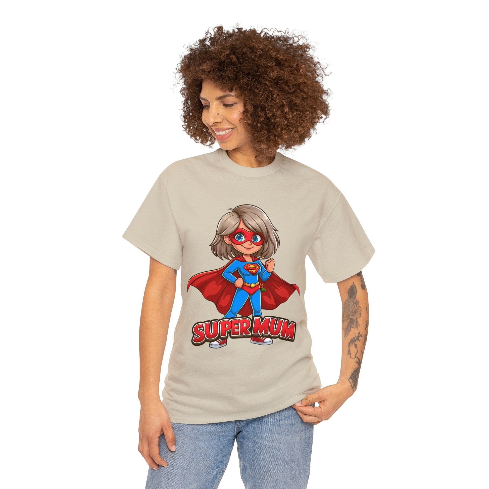 Super Mum Graphic Tee Graphic Tees Australia Sand / S Graphic T-Shirt Australia -  Cool Graphic T-Shirts Online -  Super Mum T-Shirt | Womens Graphic T-Shirt Australia