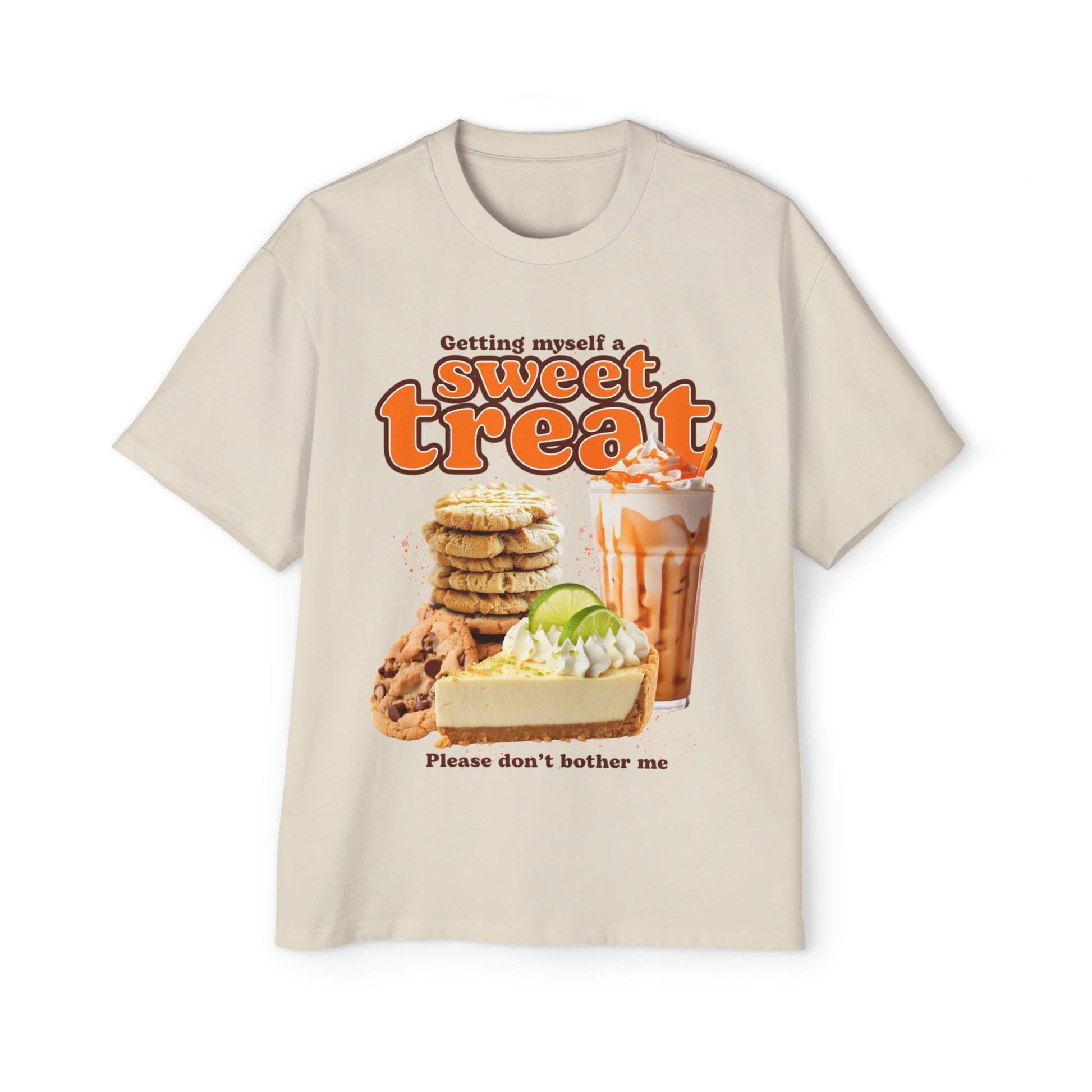 Sweet Treat Oversized Tee Graphic Tees Australia Ecru / S Graphic T-Shirt Australia -  Cool Graphic T-Shirts Online -  Getting Myself A Sweet Treat Oversized Tee