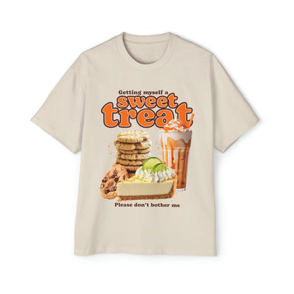 Sweet Treat Oversized Tee Graphic Tees Australia Ecru / S Graphic T-Shirt Australia -  Cool Graphic T-Shirts Online -  Getting Myself A Sweet Treat Oversized Tee