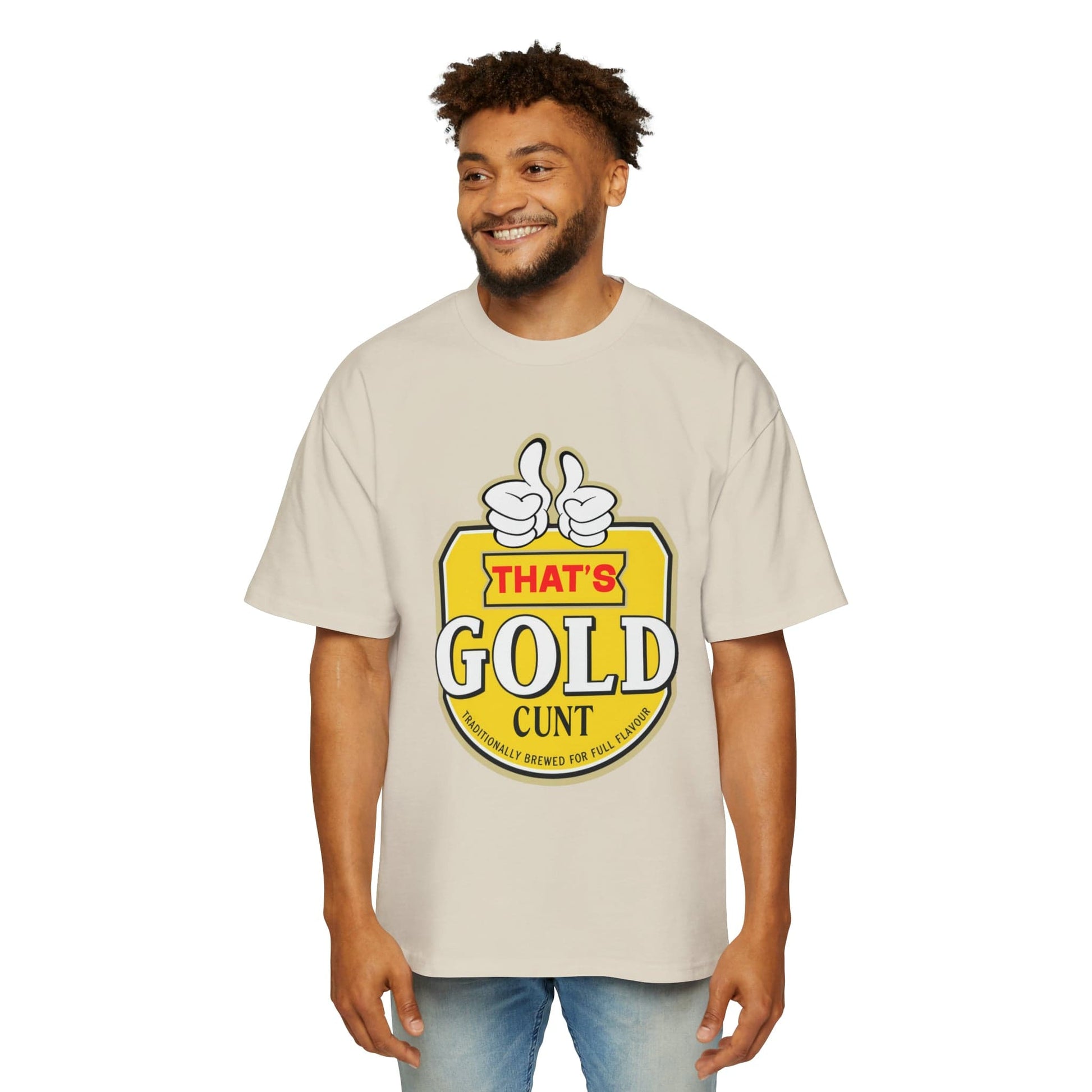 Thats Gold Cunt Oversized Tee Graphic Tees Australia Ecru / S Graphic T-Shirt Australia -  Cool Graphic T-Shirts Online -  Thats Gold Cunt Oversized Tee | Funny Beer T-Shirts Australia