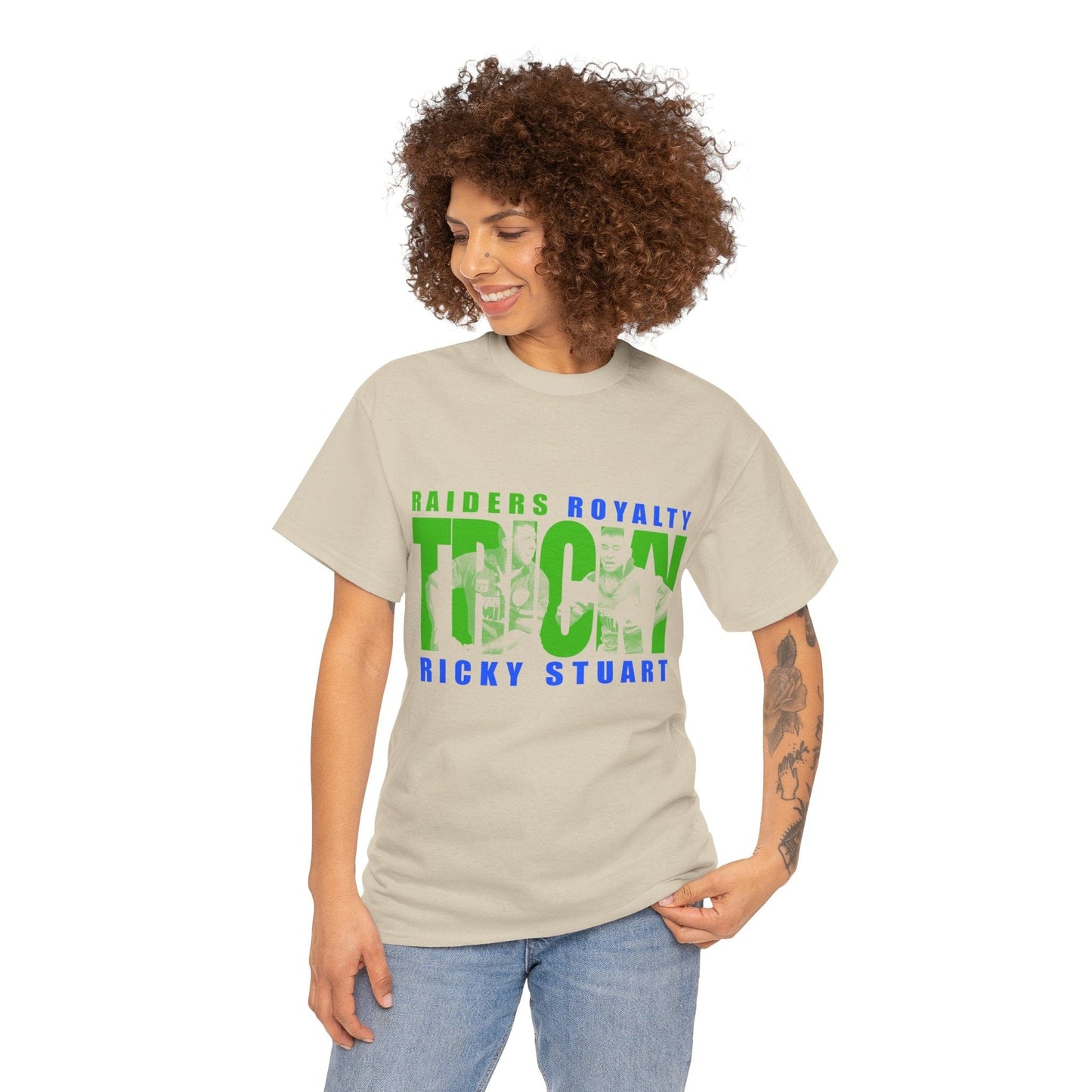 Tricky Ricky Stuart Graphic Tee Graphic Tees Australia Sand / S Graphic T-Shirt Australia -  Cool Graphic T-Shirts Online -  Tricky Ricky Stuart T-Shirt | Retro Canberra Raiders Mechandise