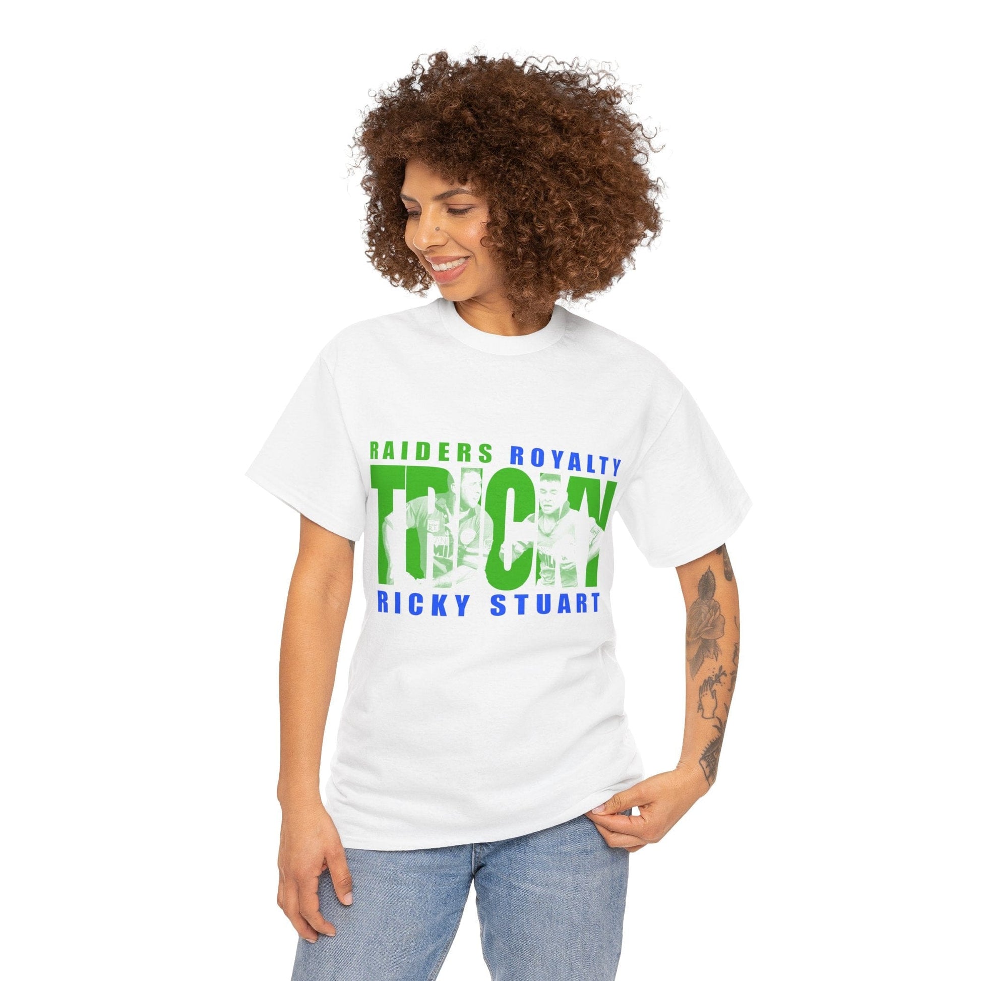 Tricky Ricky Stuart Graphic Tee Graphic Tees Australia White / S Graphic T-Shirt Australia -  Cool Graphic T-Shirts Online -  Tricky Ricky Stuart T-Shirt | Retro Canberra Raiders Mechandise