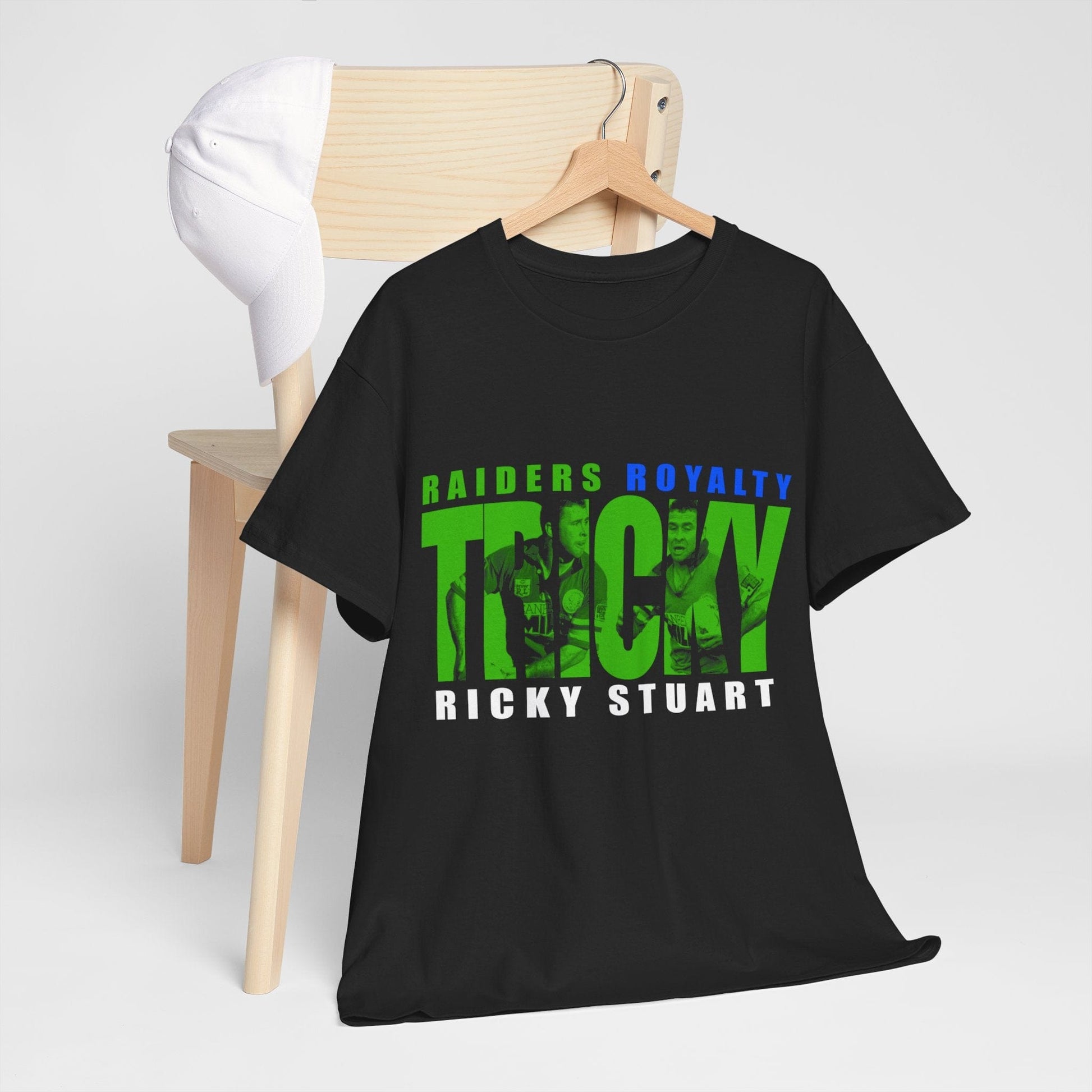 Tricky Ricky Stuart Graphic Tee Graphic Tees Australia Graphic T-Shirt Australia -  Cool Graphic T-Shirts Online -  Tricky Ricky Stuart T-Shirt | Retro Canberra Raiders Mechandise