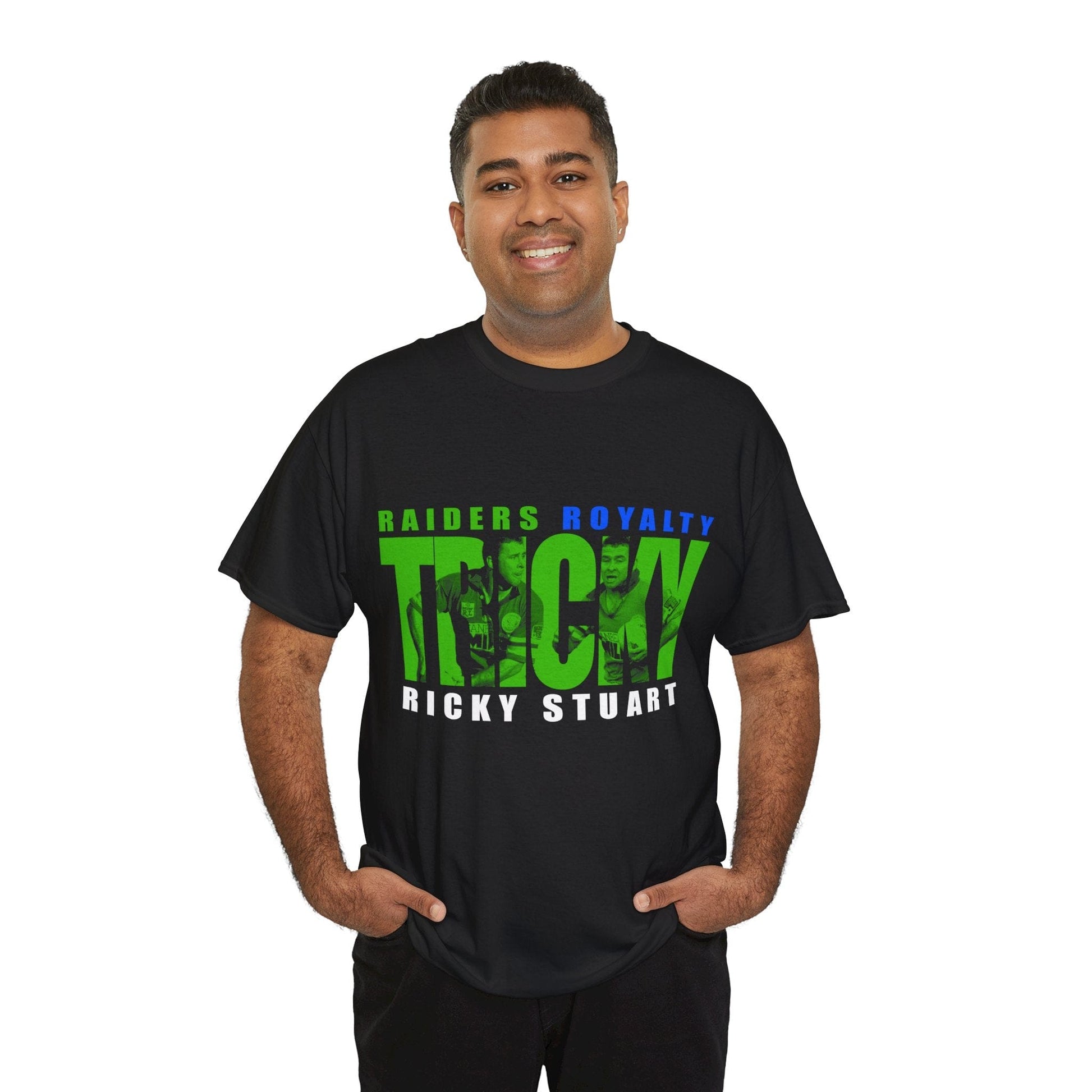 Tricky Ricky Stuart Graphic Tee Graphic Tees Australia Graphic T-Shirt Australia -  Cool Graphic T-Shirts Online -  Tricky Ricky Stuart T-Shirt | Retro Canberra Raiders Mechandise