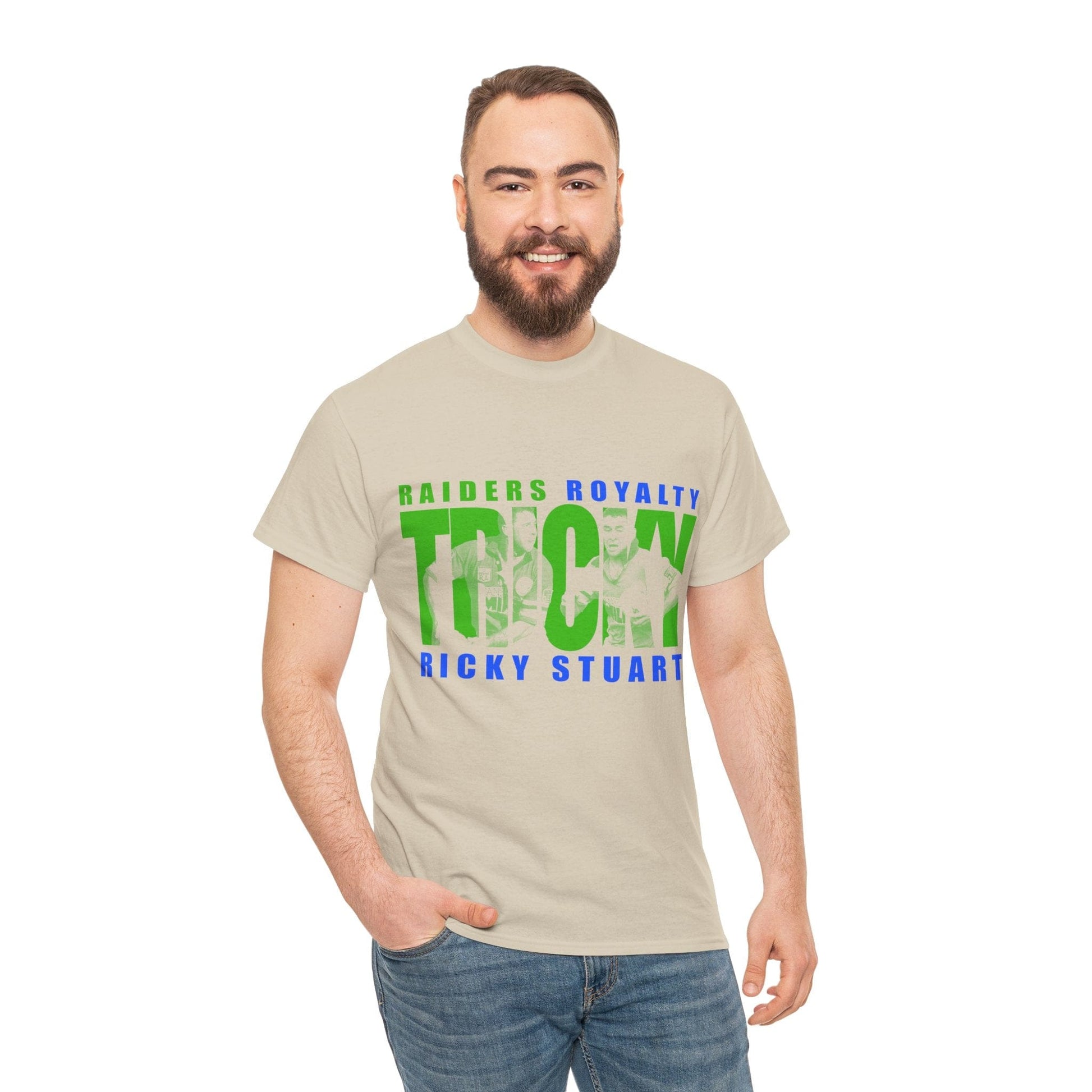 Tricky Ricky Stuart Graphic Tee Graphic Tees Australia Graphic T-Shirt Australia -  Cool Graphic T-Shirts Online -  Tricky Ricky Stuart T-Shirt | Retro Canberra Raiders Mechandise